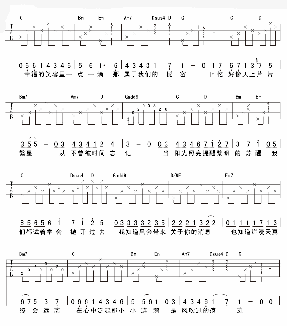 夏天的味道吉他谱 B调女生版_苏波编配_许飞