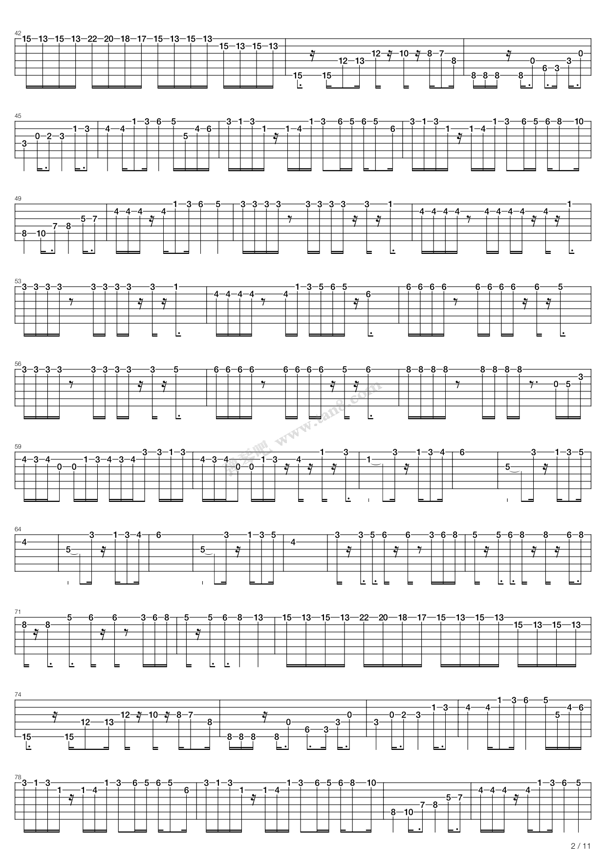 魂斗罗吉他指弹谱 C调高清版_弹琴吧编配_魂斗罗