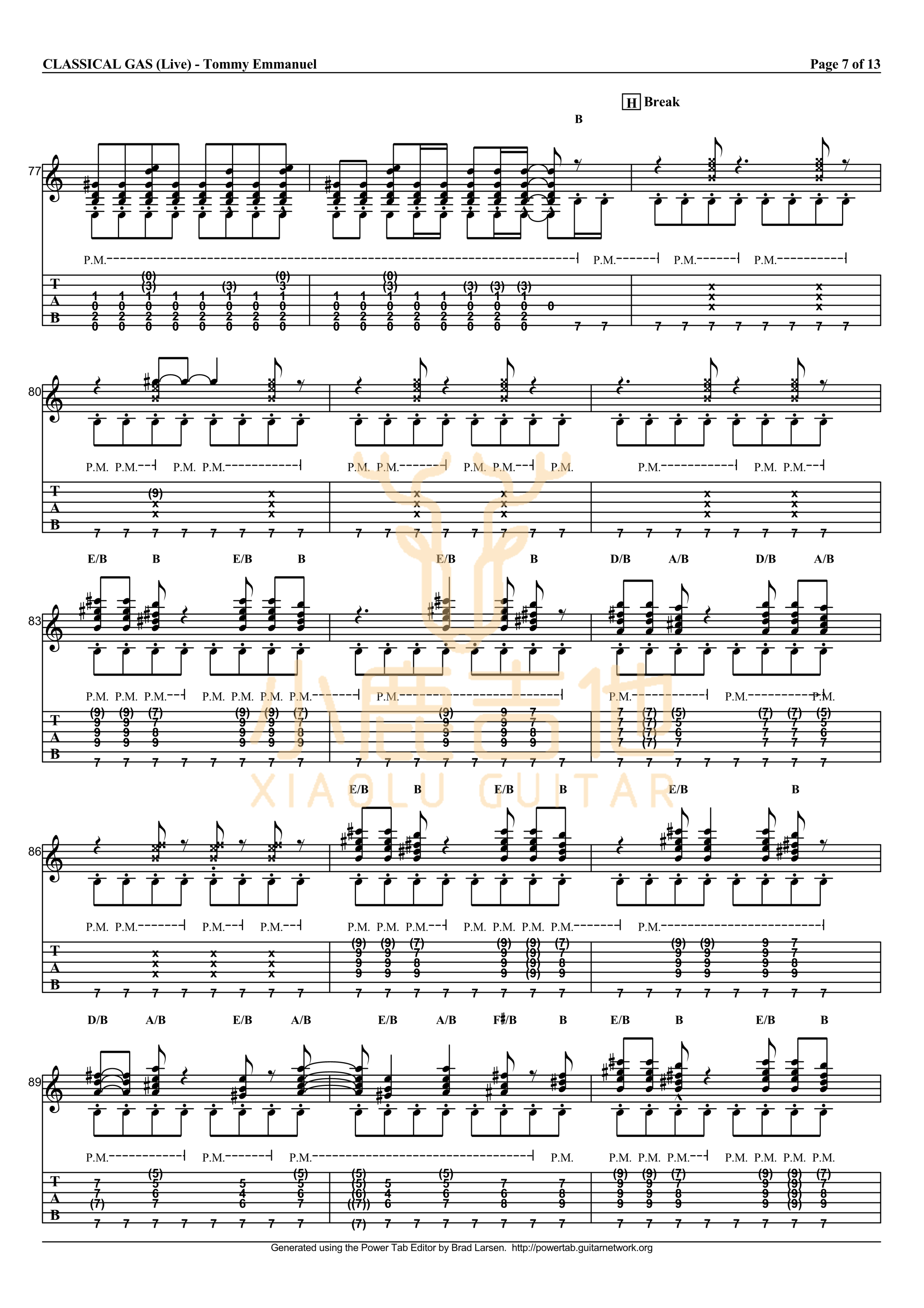 Classical Gas-Tommy Emmanuel指弹吉他谱