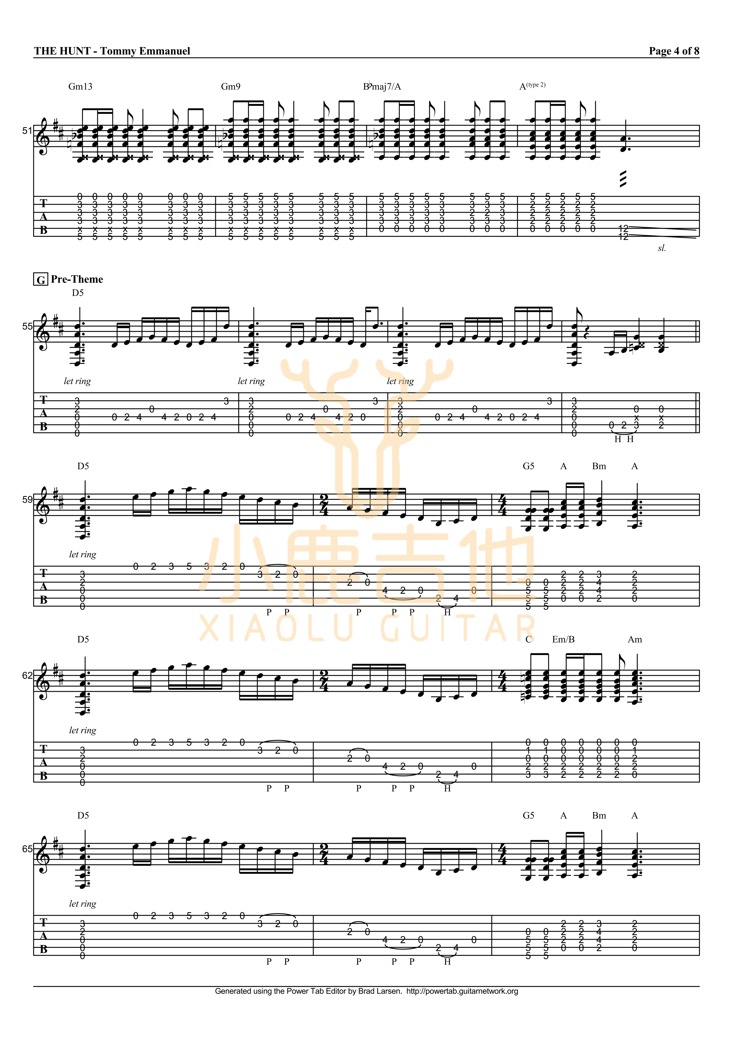 THE HUNT-Tommy Emmanuel指弹吉他谱（小鹿吉他）