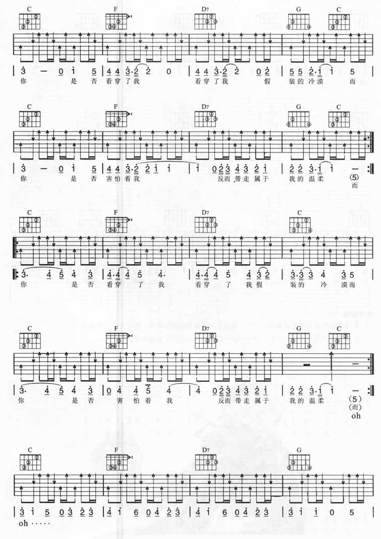 反而吉他谱 C调六线谱_熊健民编配_五月天