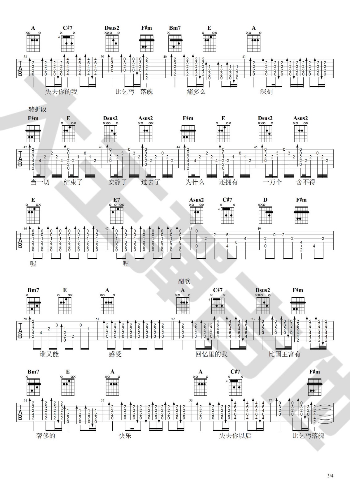 国王与乞丐吉他谱 A调附视频教学_大王弹吉他编配_华晨宇/杨宗纬