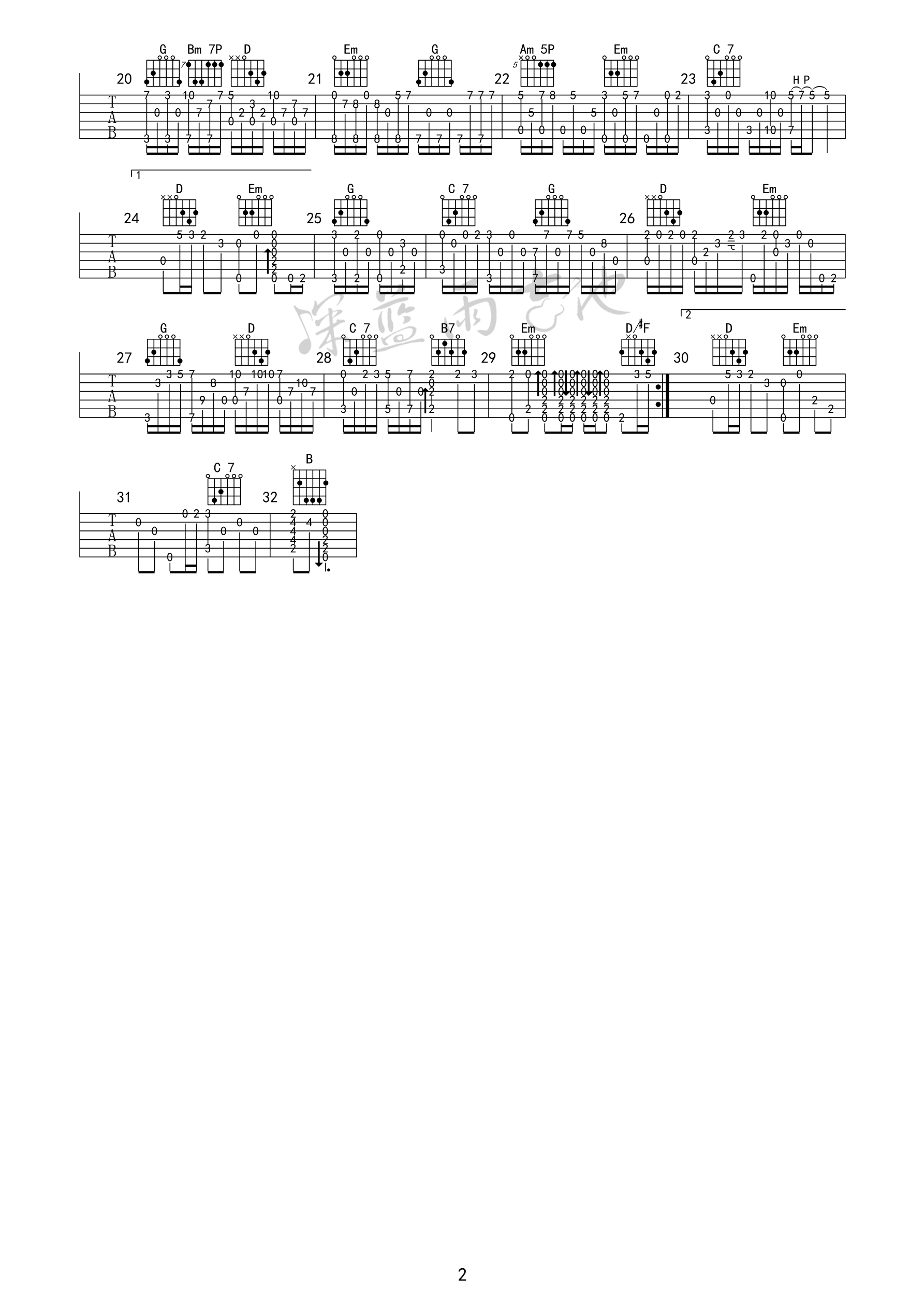 魔鬼中的天使吉他谱 C调附演示_深蓝雨吉他编配_田馥甄