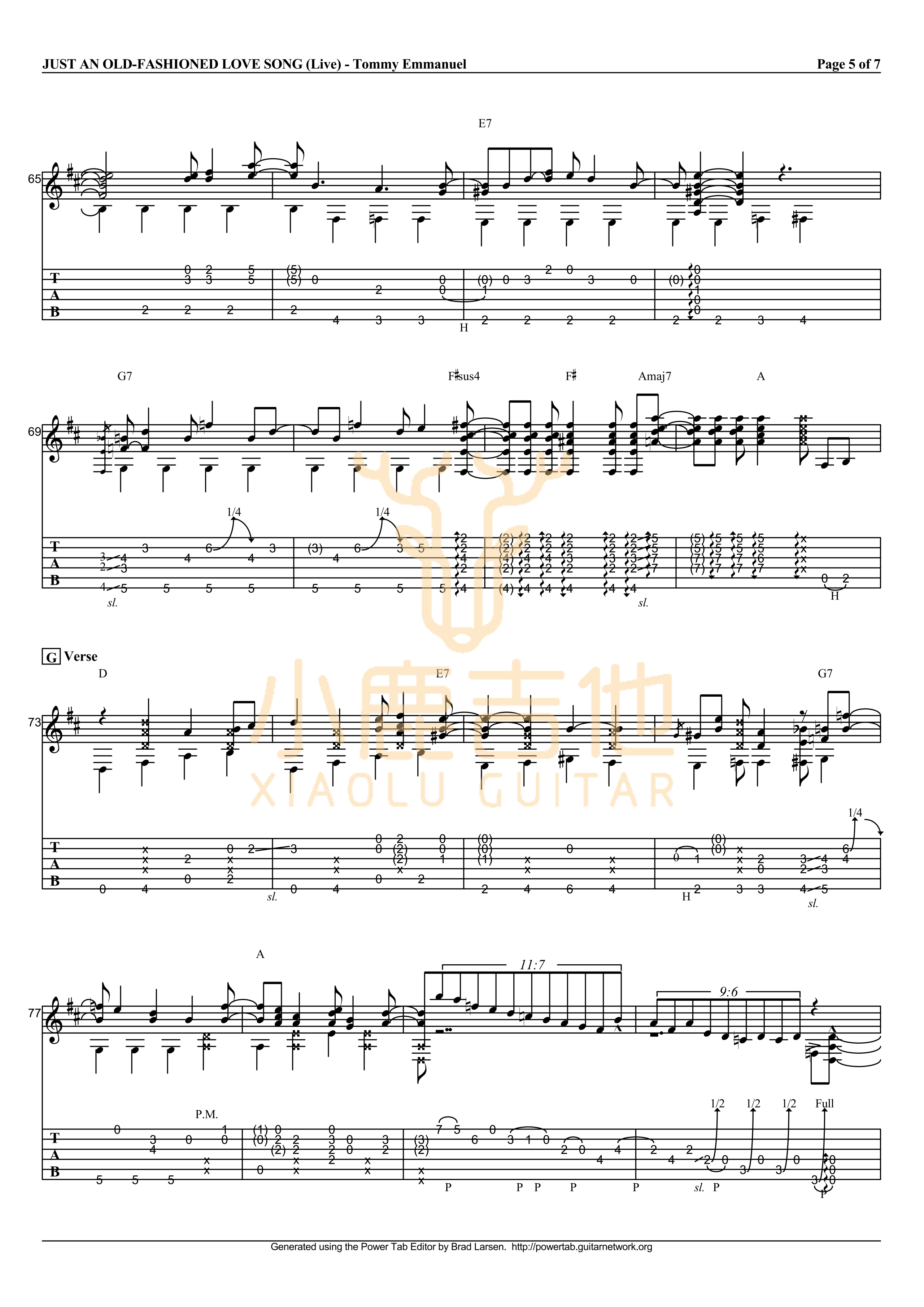 Just An Old-Fashioned Love Song-Tommy Emmanuel指弹吉他谱(小鹿吉他)