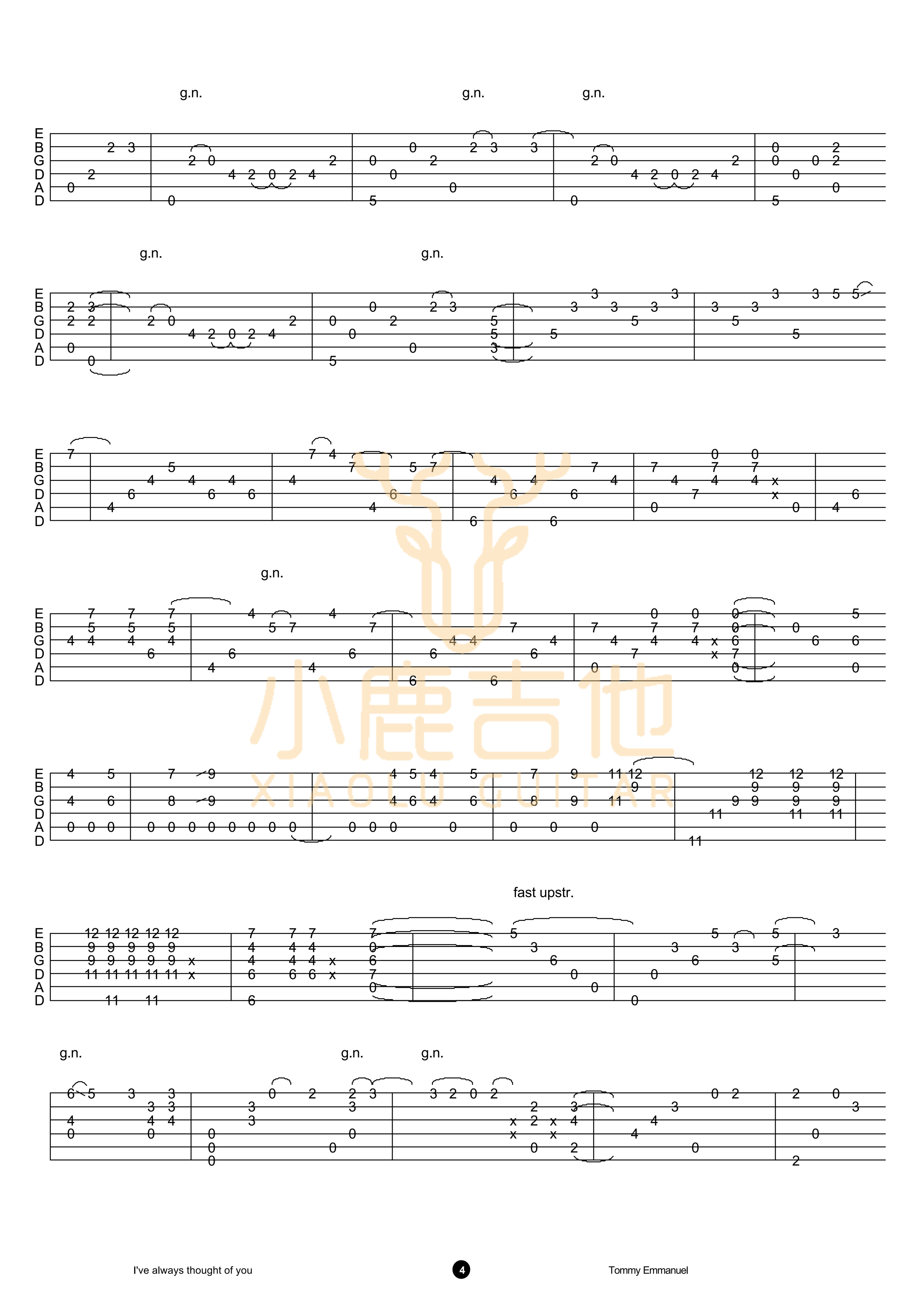 I Have Always Thought Of You-Tommy Emmanuel指弹吉他谱(小鹿吉他)