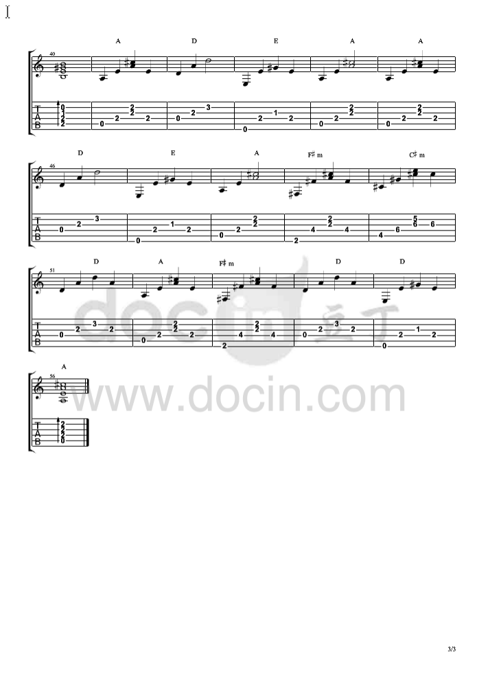 再见二丁目指弹谱 原调六线谱_豆丁网编配_杨千嬅