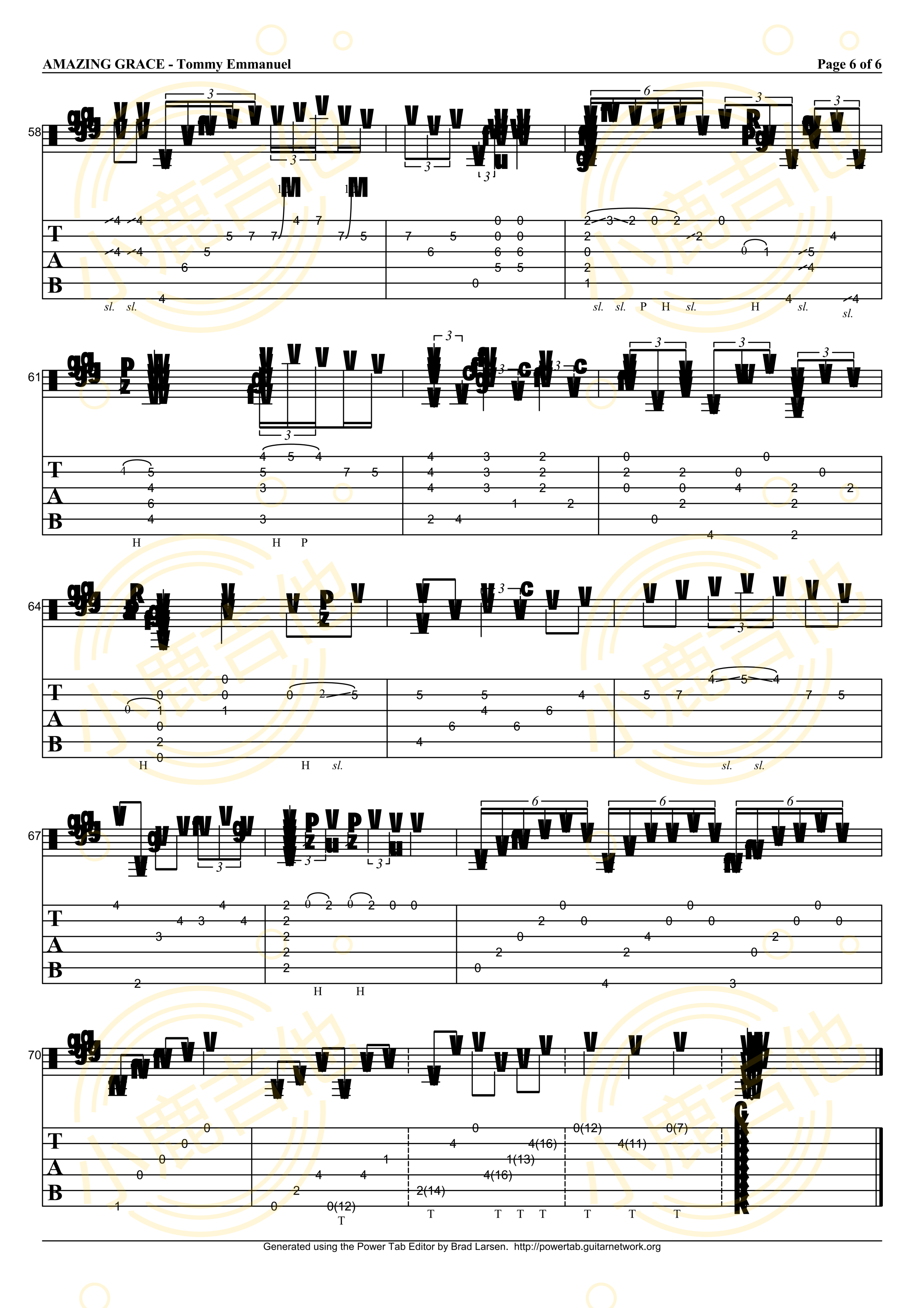 Tommy EmmanuelAmazing Grace吉他谱（小鹿吉他）