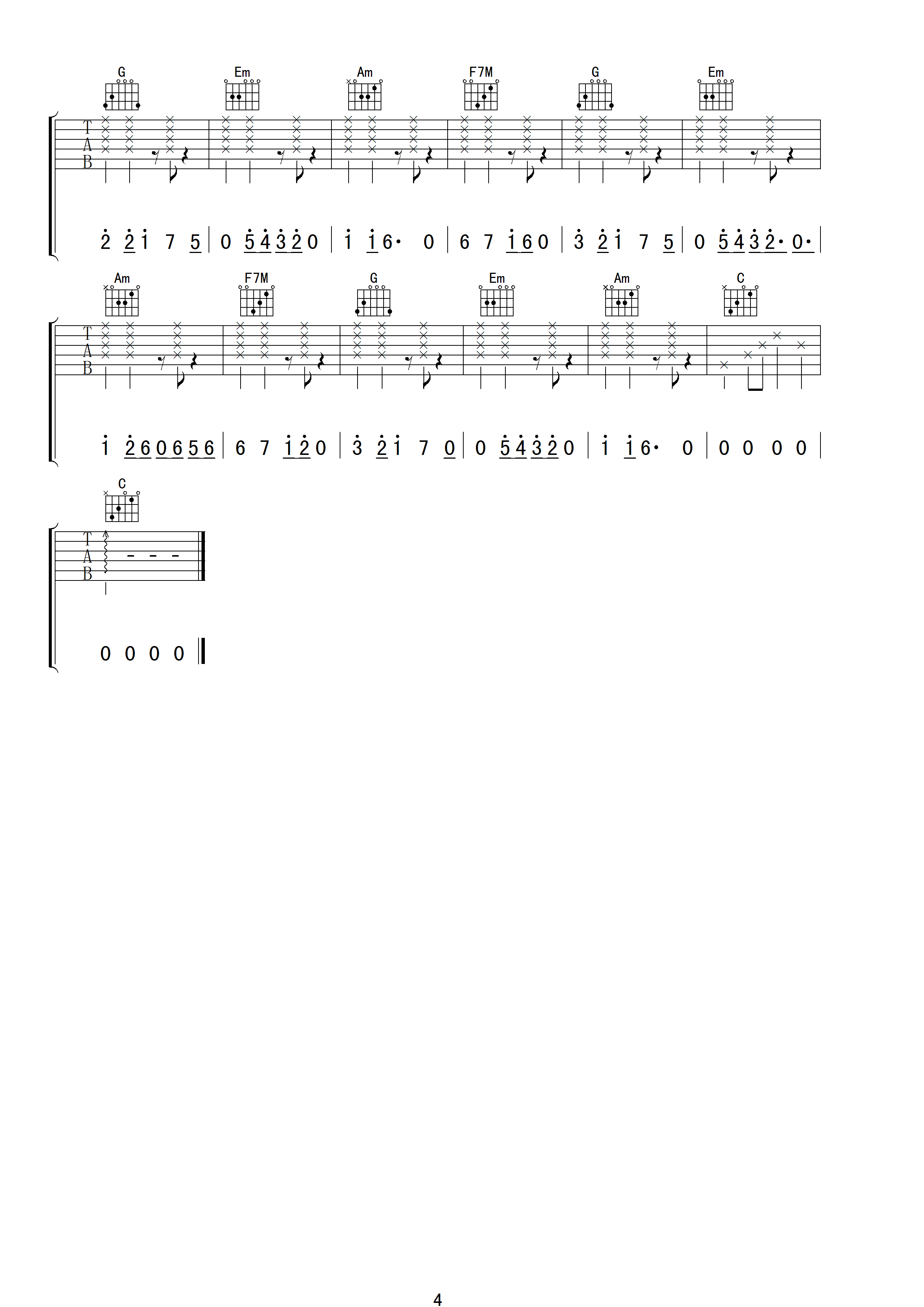 Bizarre Love Triangle吉他谱 C调高清版_小叶歌吉他编配_New Order