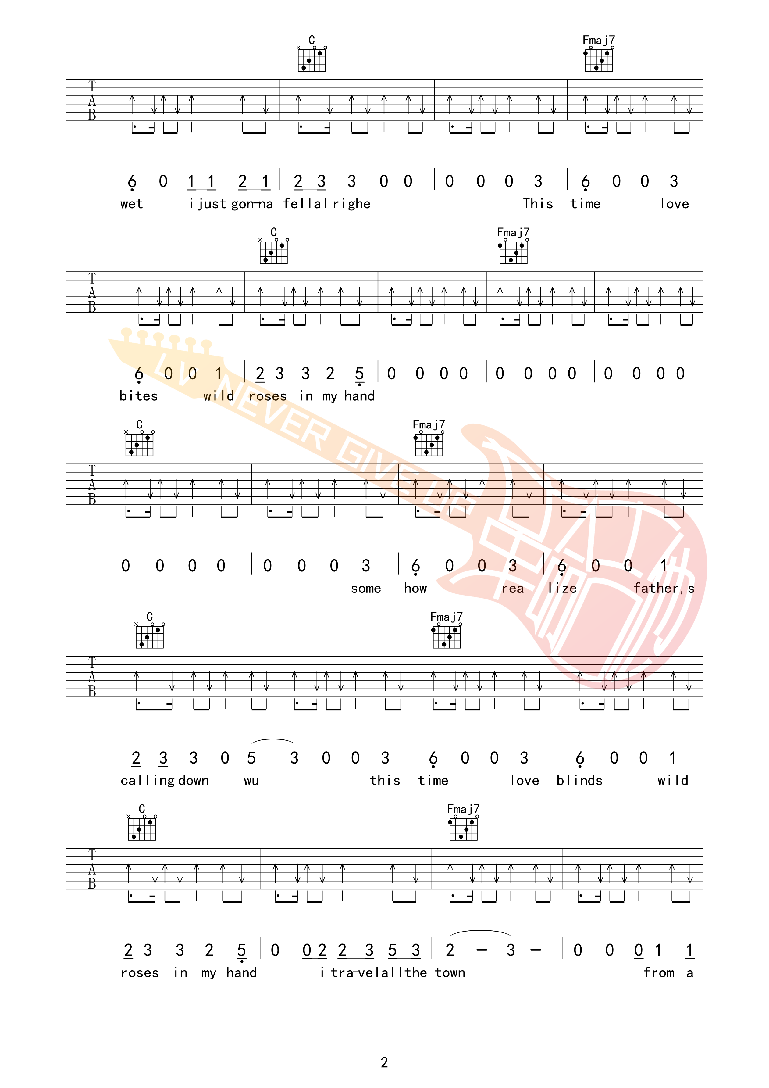 橘子海夏日漱石弹唱吉他谱 革命吉他版