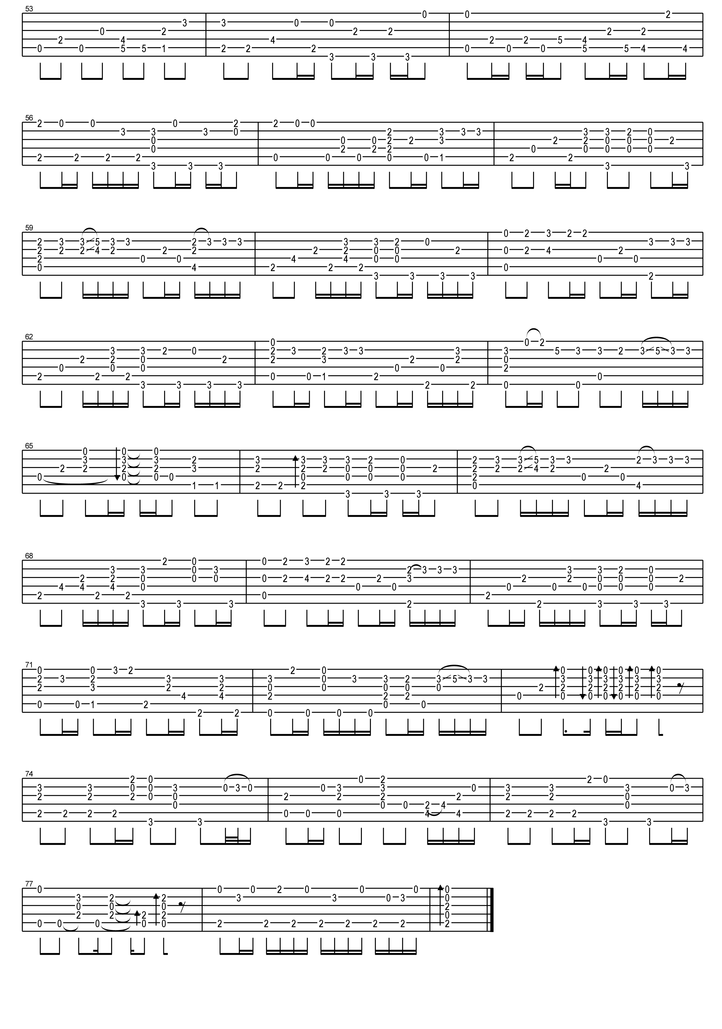 七里香指弹吉他谱 高清六线谱_卢家宏版本_周杰伦