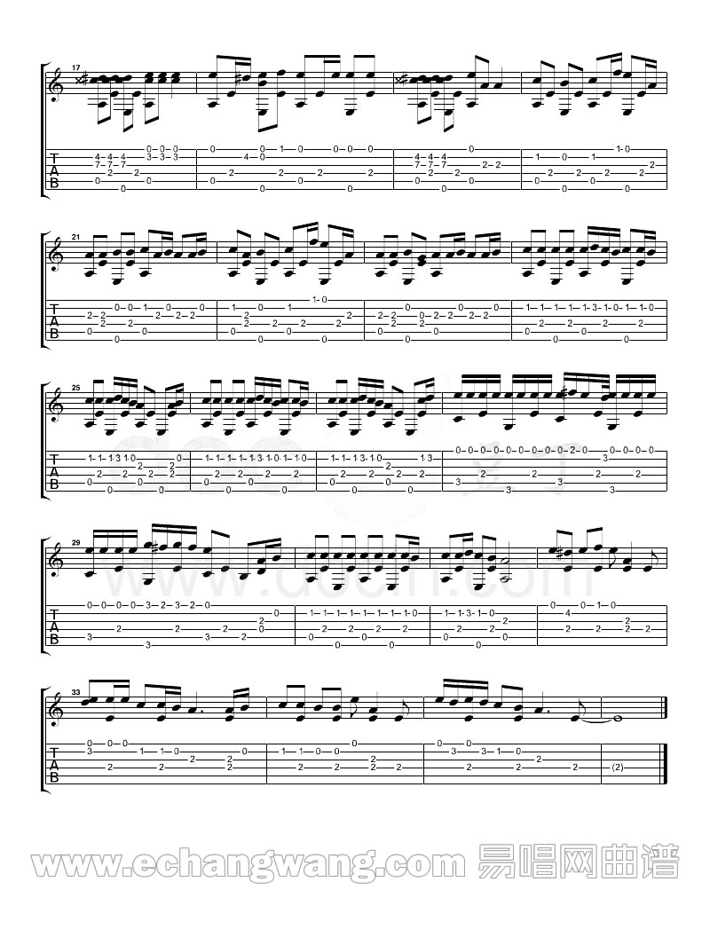 Angry Birds指弹谱 原调六线谱_易唱网编配_愤怒的小鸟主题曲