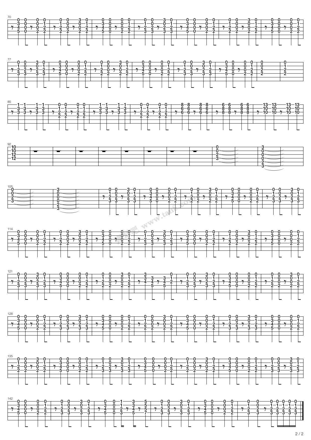 Deja Vu指弹谱 C调六线谱_精选版_Luna Sea