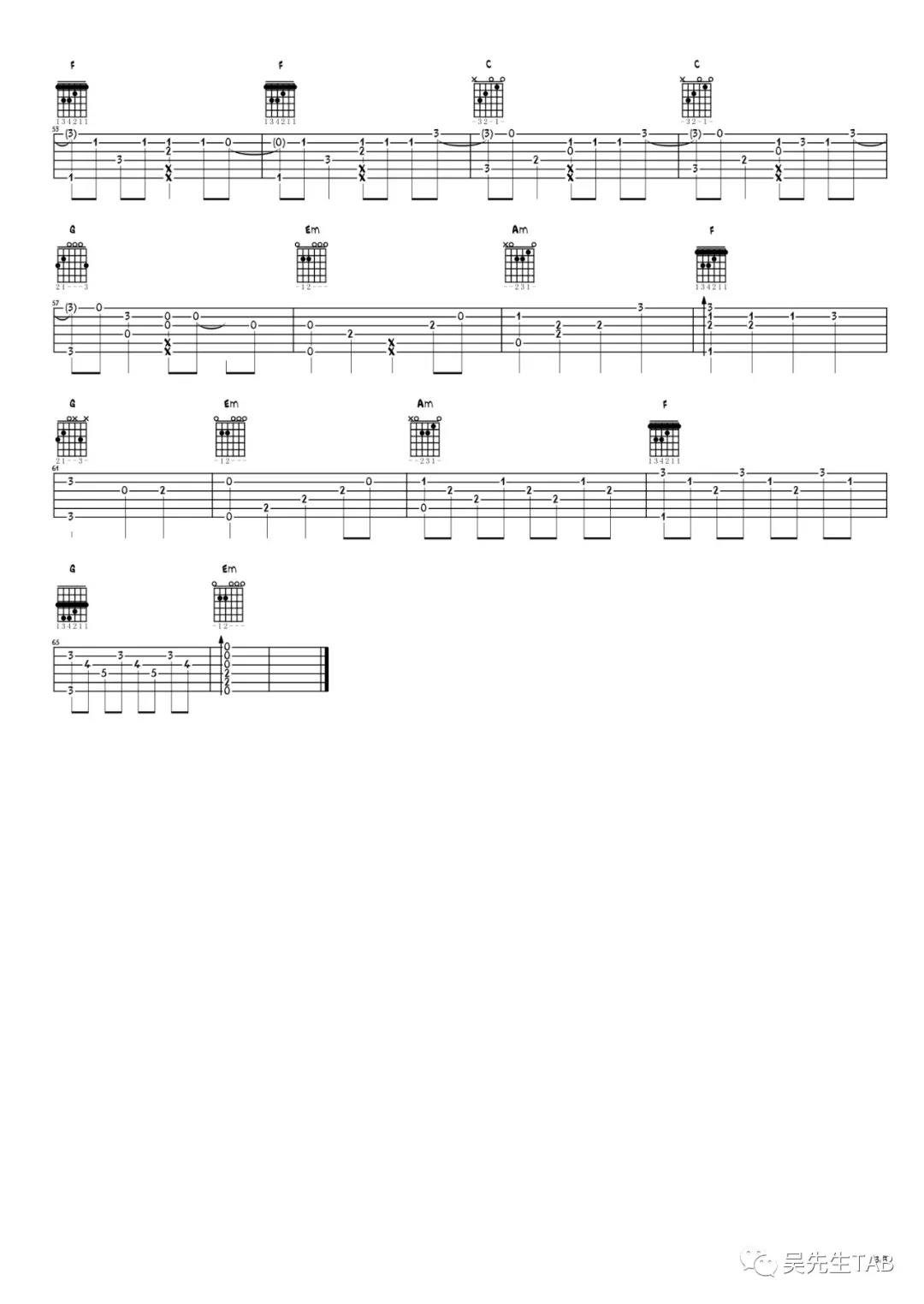 Reset指弹谱 原调六线谱_吴先生编配_Who Are You