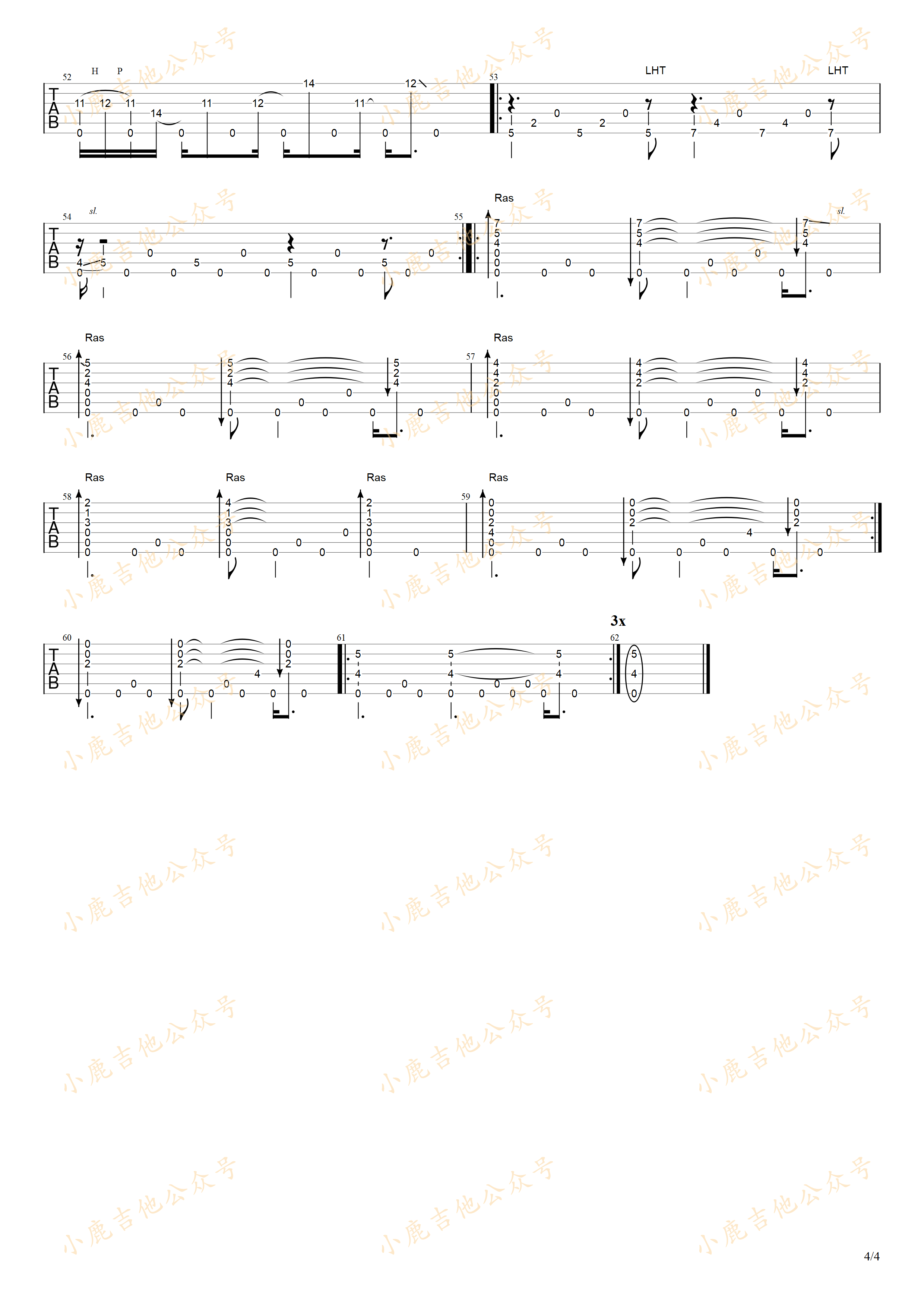 風、走る（Wind,Run）-岸部真明 指弹吉他谱（小鹿吉他）