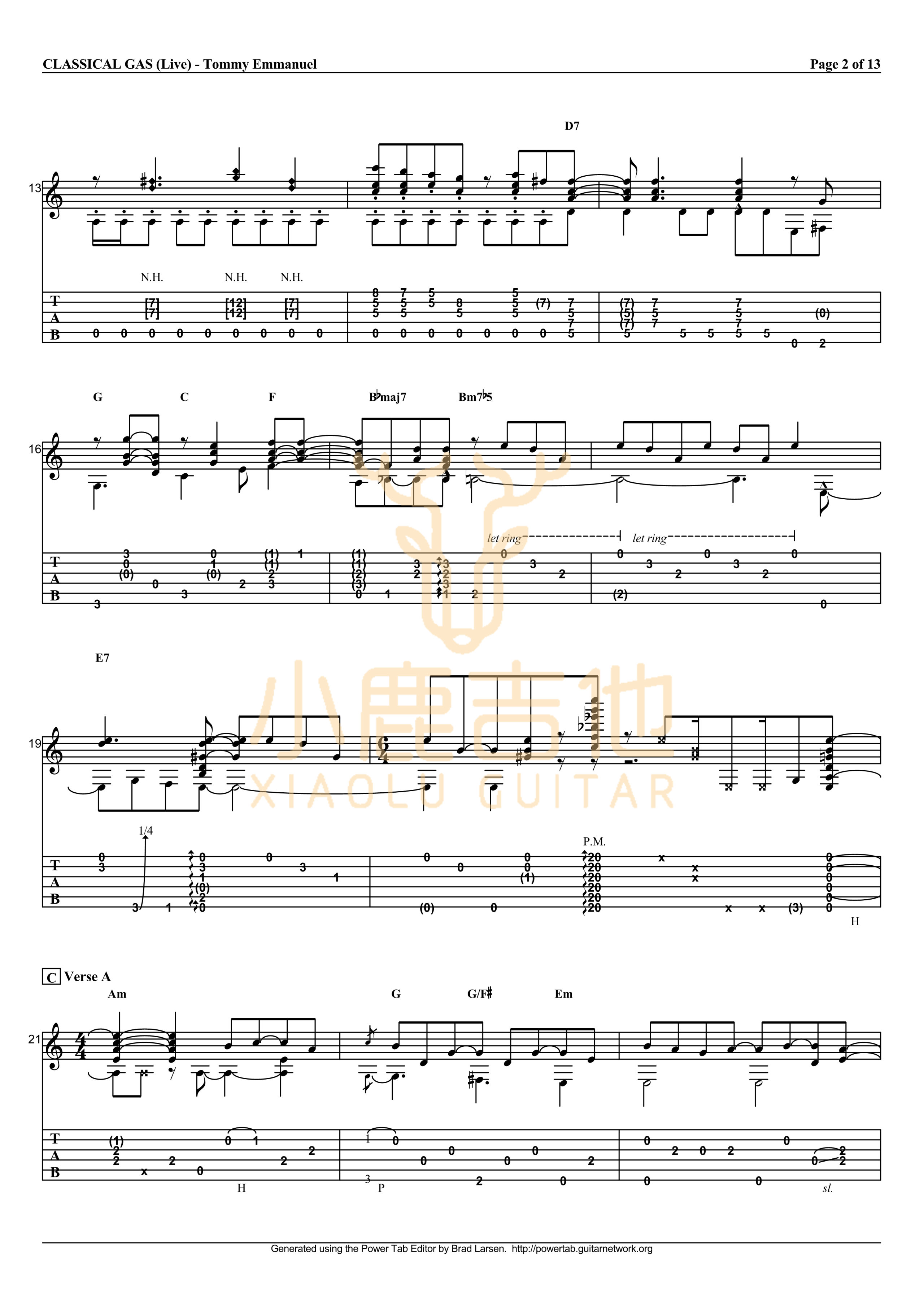 Classical Gas-Tommy Emmanuel指弹吉他谱