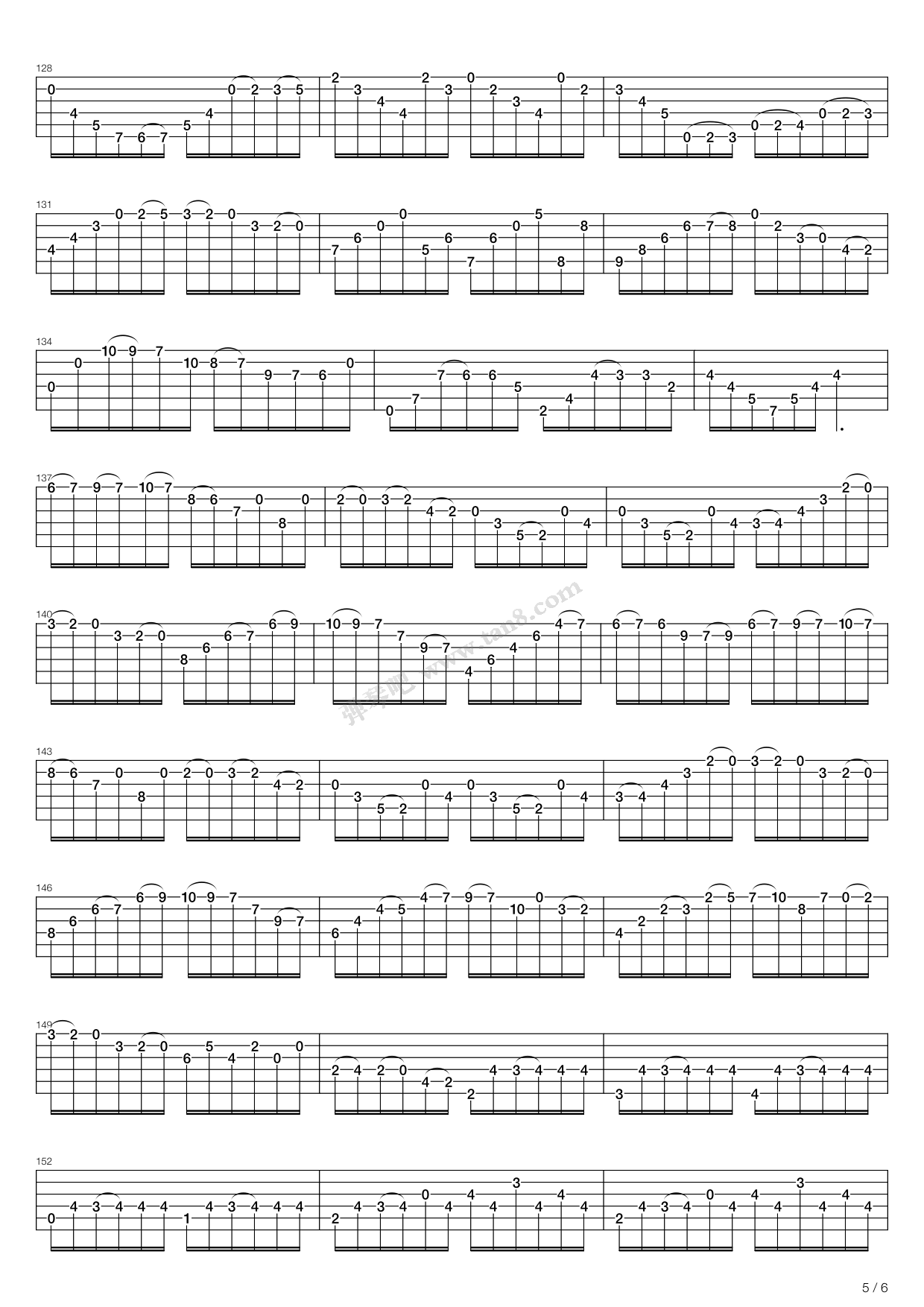 大教堂吉他指弹谱 C调六线谱_弹琴吧编配_奥古斯汀.巴里奥斯.曼戈雷