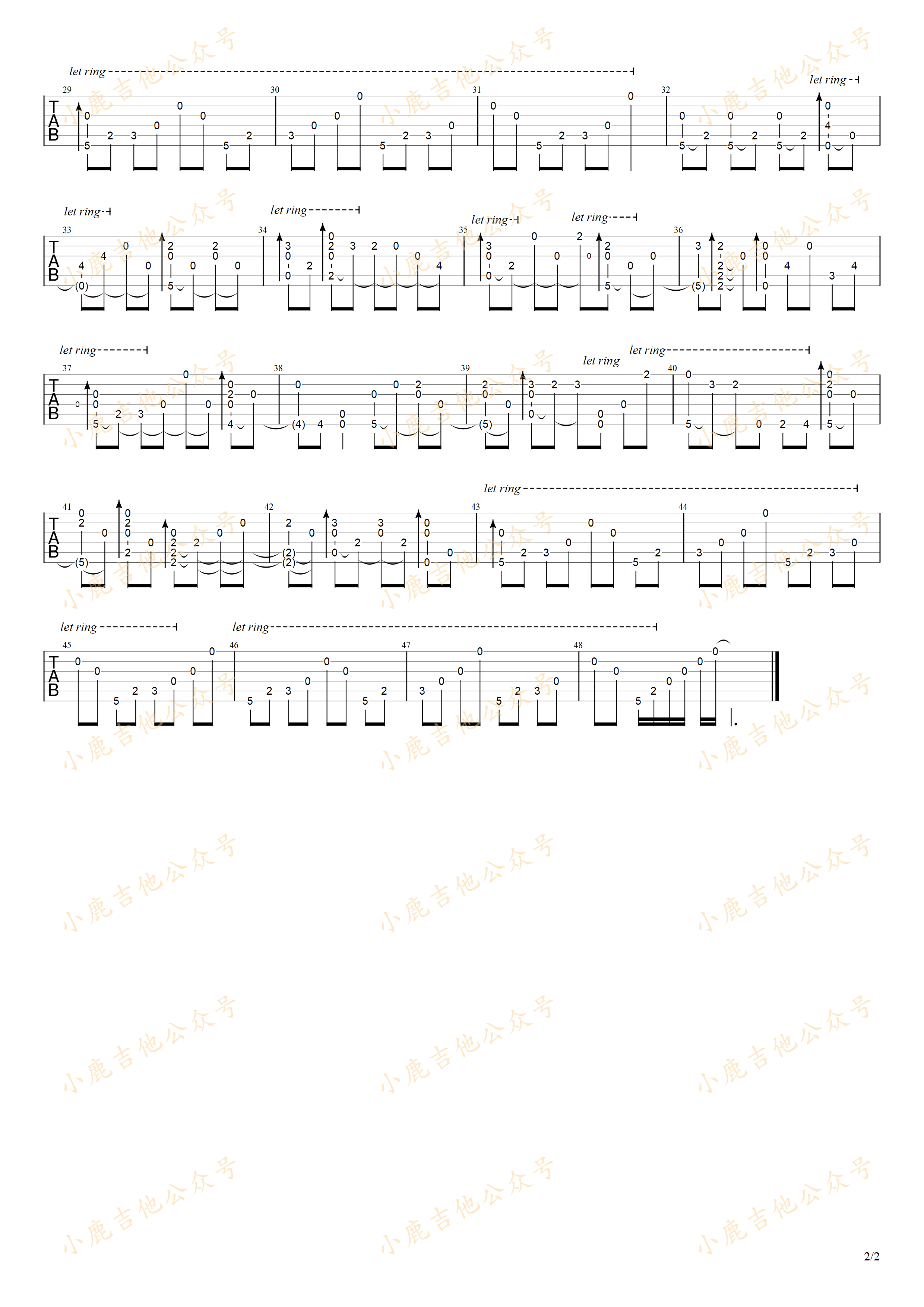 ふるさと（故乡）-岸部真明 指弹吉他谱（小鹿吉他）