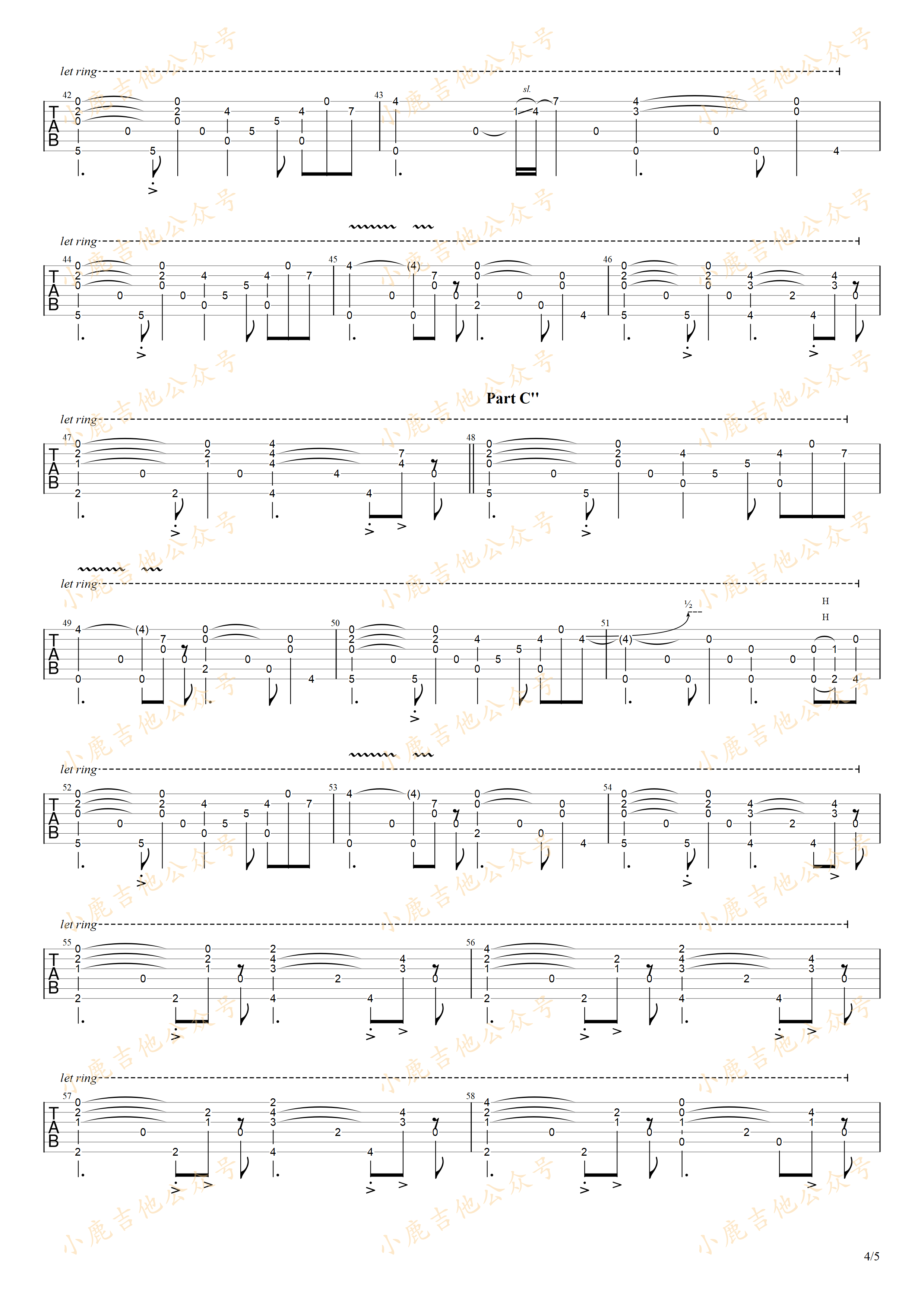 雲の海-岸部真明 指弹吉他谱（小鹿吉他）