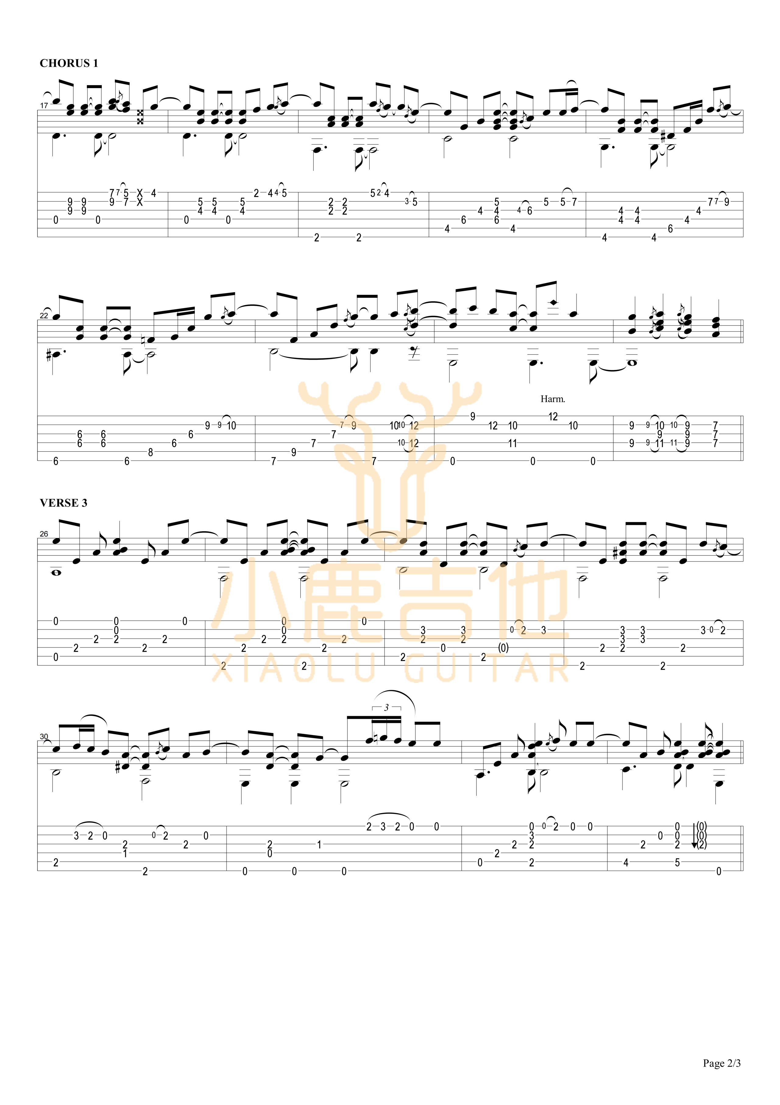 STAY CLOSE TO ME-Tommy Emmanuel指弹吉他谱（小鹿吉他）