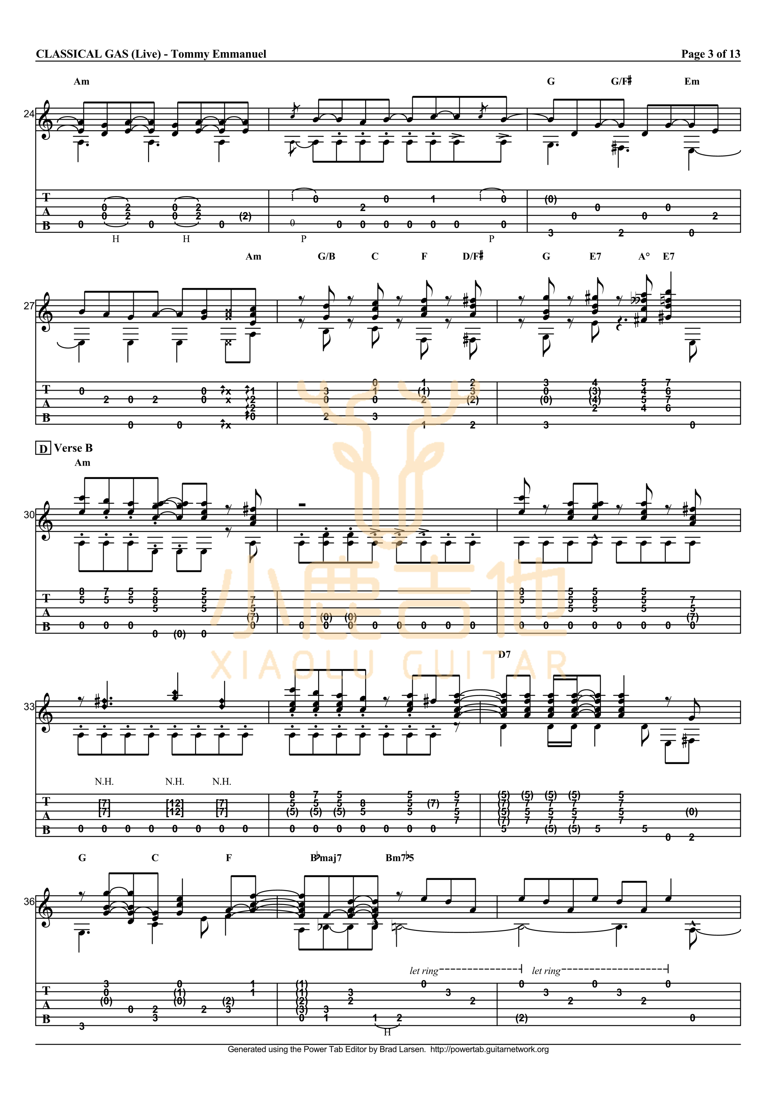 Classical Gas-Tommy Emmanuel指弹吉他谱