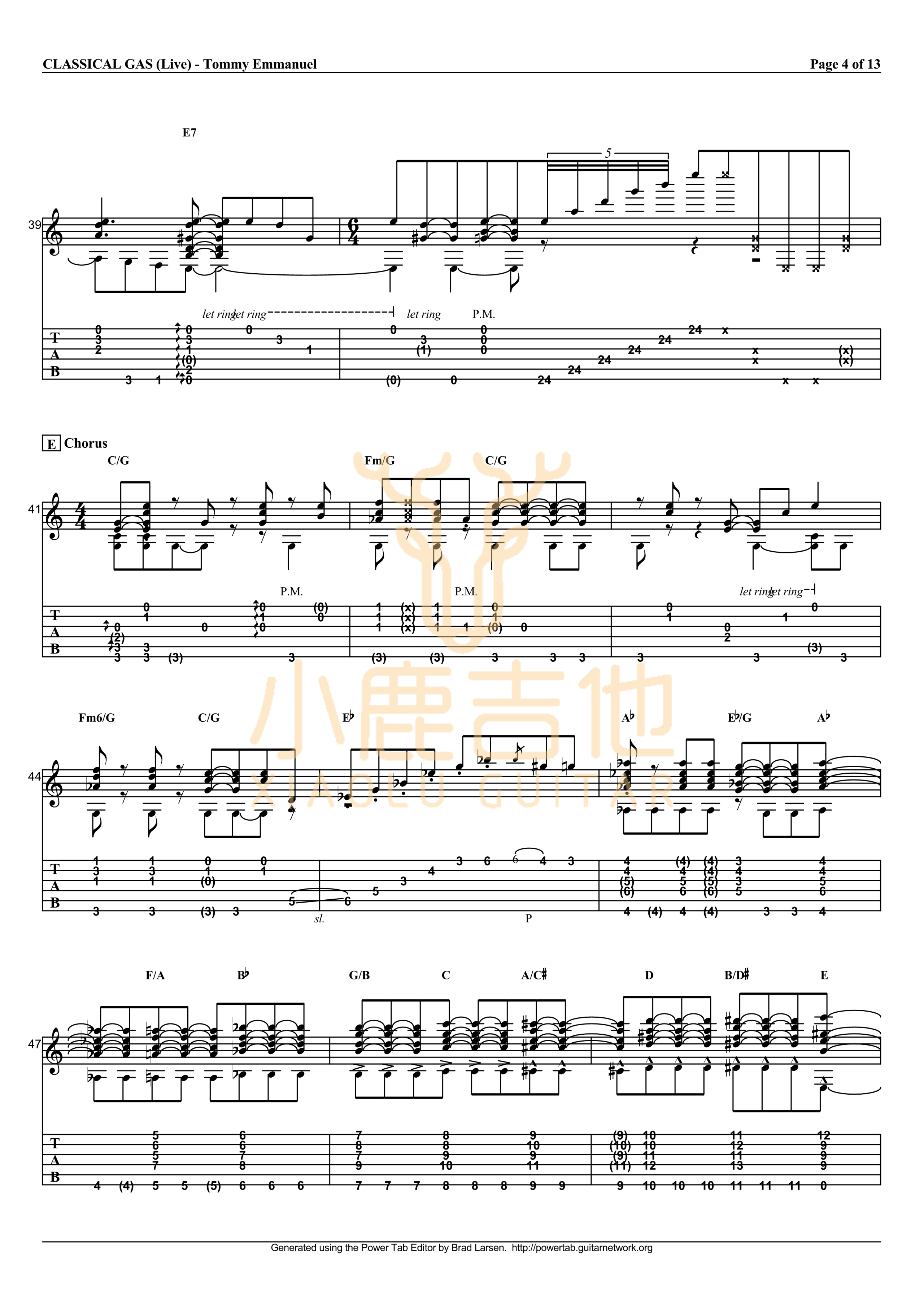 Classical Gas-Tommy Emmanuel指弹吉他谱