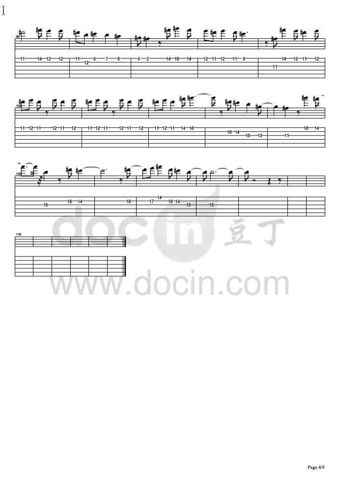 心瘾指弹谱 原调六线谱_豆丁网编配_王杰