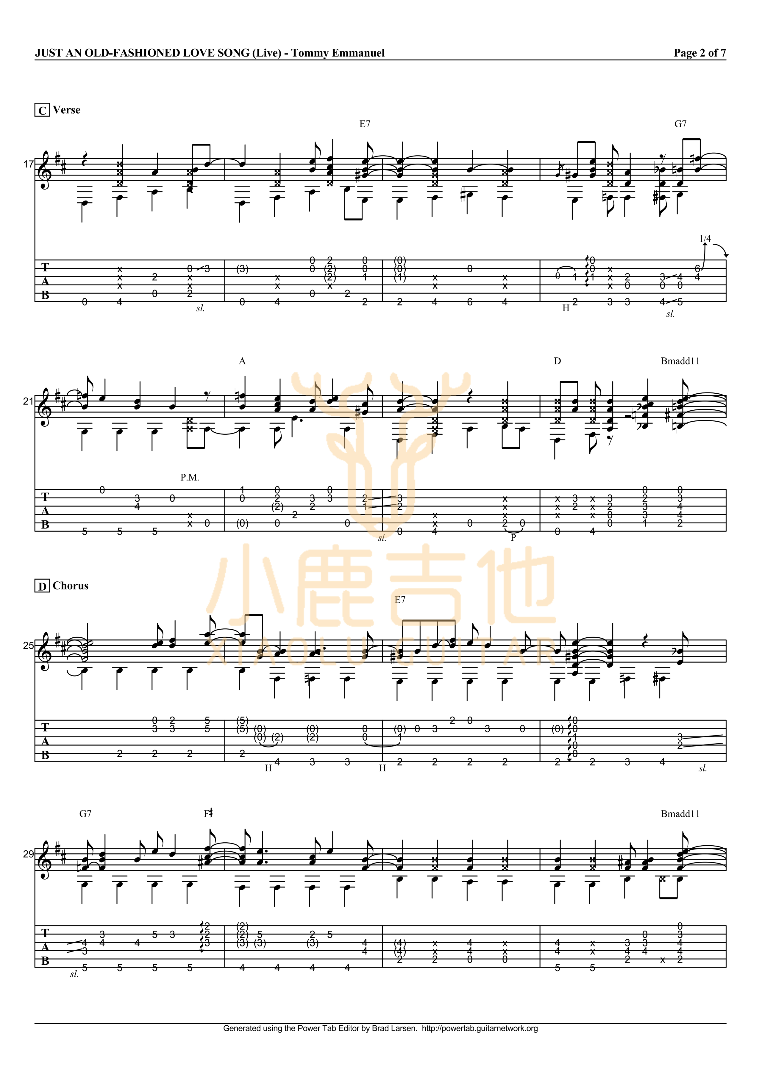 Just An Old-Fashioned Love Song-Tommy Emmanuel指弹吉他谱(小鹿吉他)