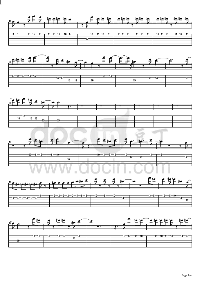 心瘾指弹谱 原调六线谱_豆丁网编配_王杰