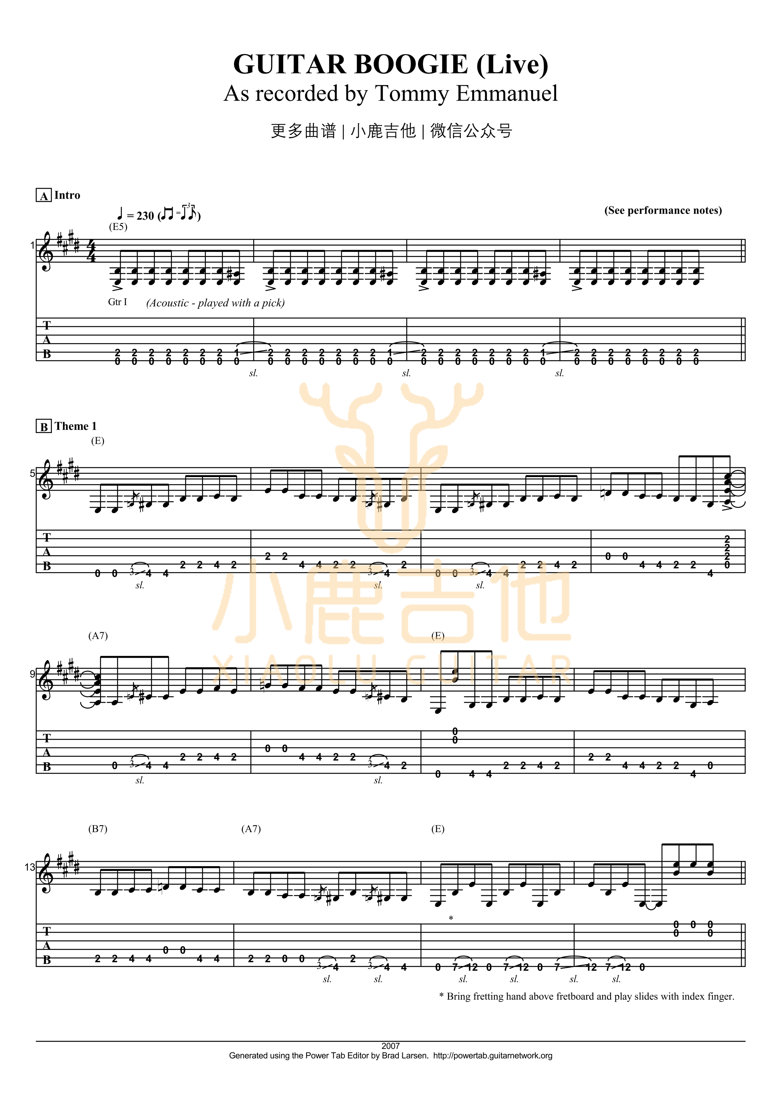 Guitar Boogie-Tommy Emmanuel指弹吉他谱_小鹿吉他