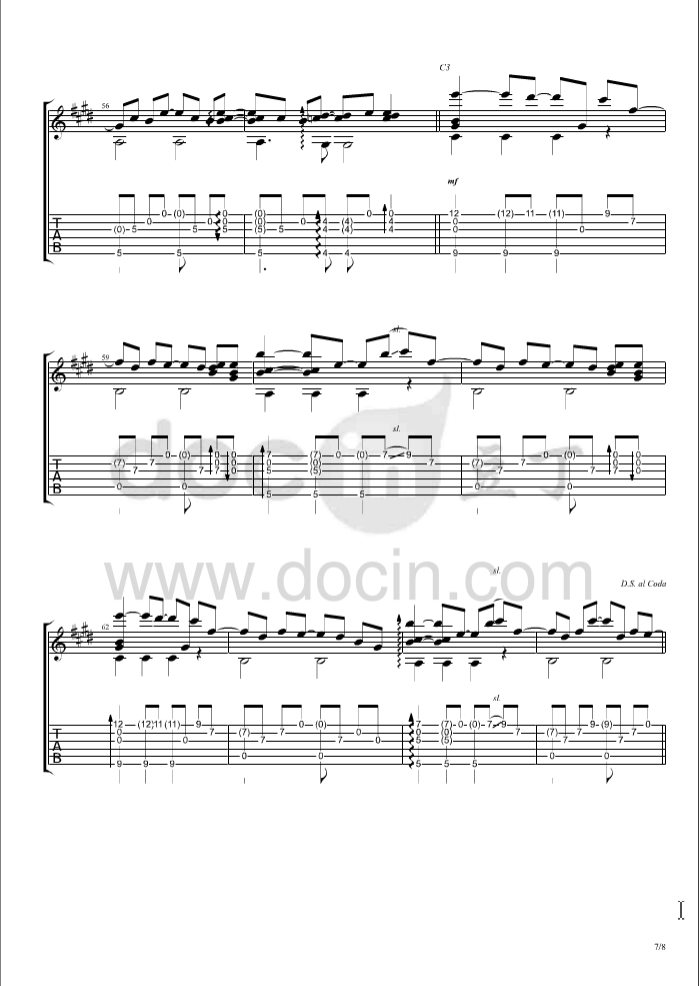 星河指弹谱 C调六线谱_豆丁网编配_曹思义