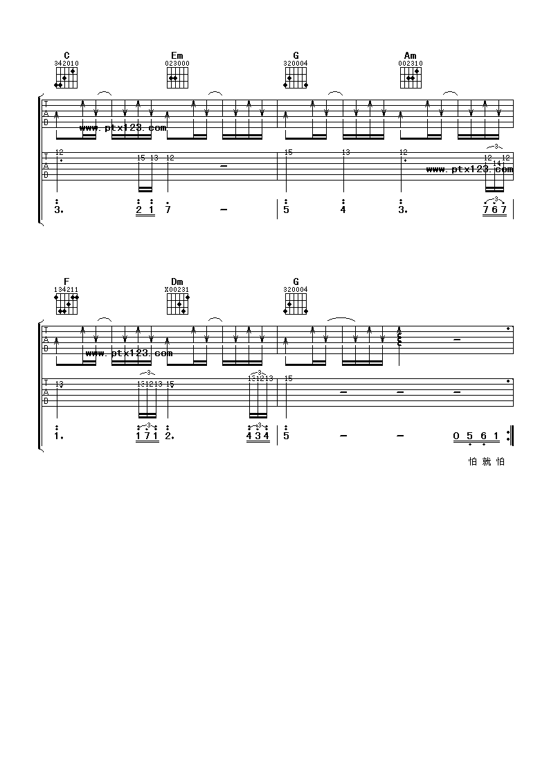 下辈子不做男人吉他谱 C调简单版_阿潘音乐工场编配_易欣