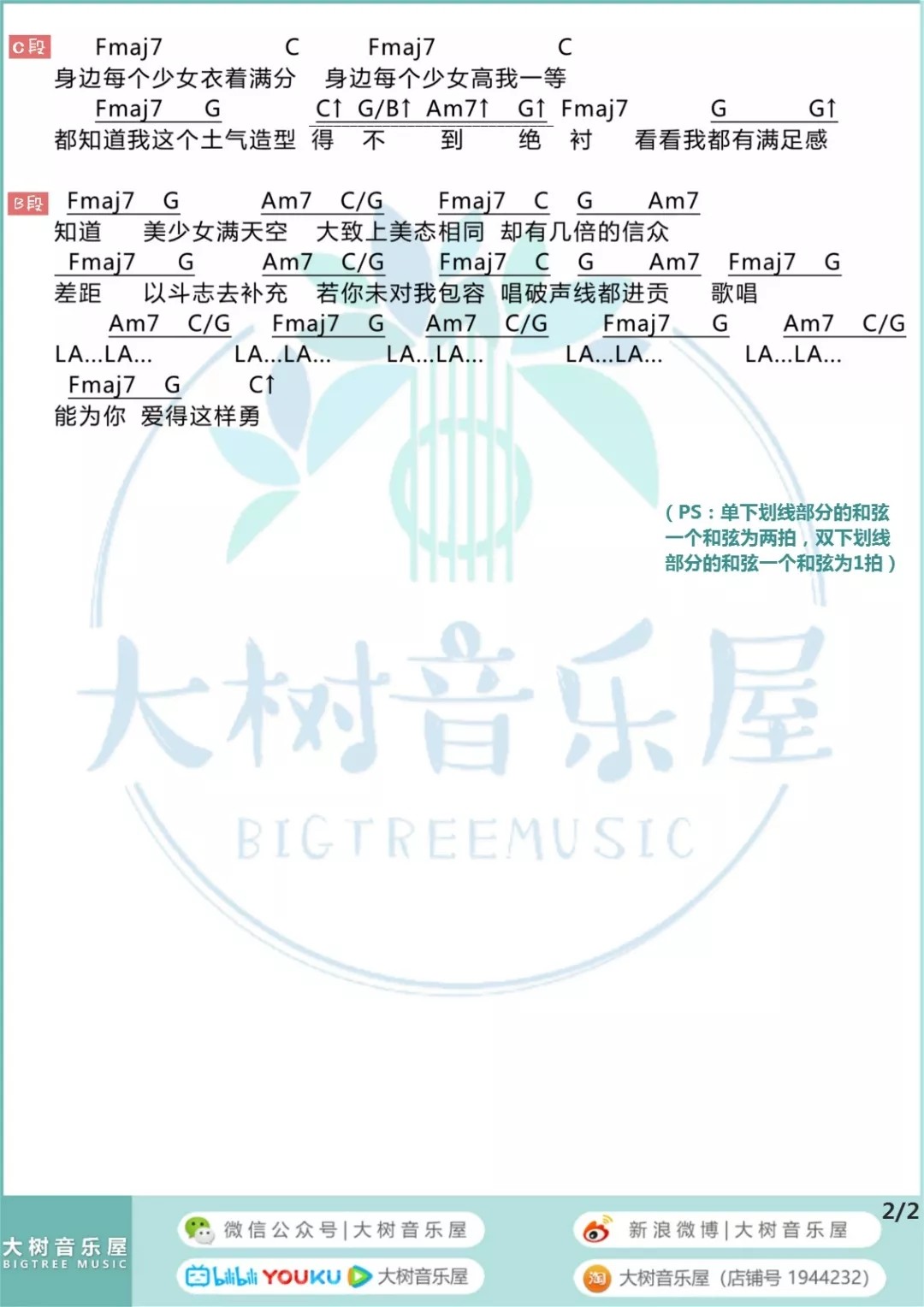 平凡明星吉他谱 C调和弦谱_大树音乐屋编配_林欣彤