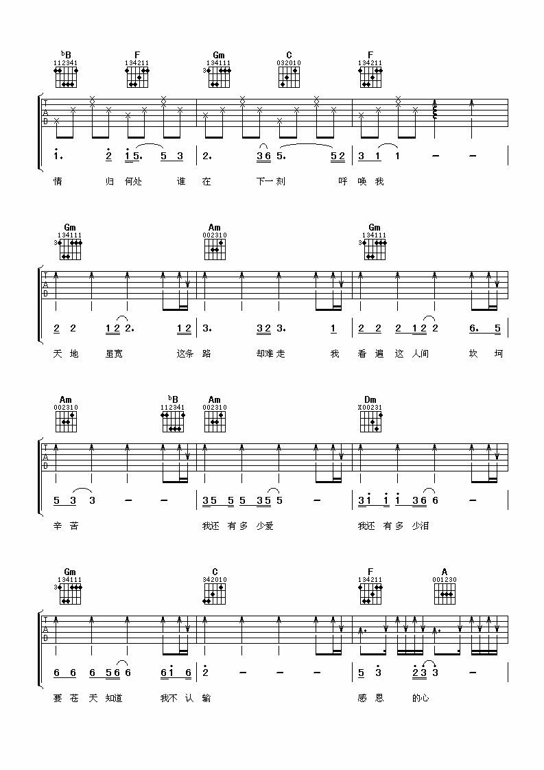 感恩的心吉他谱 F调_阿潘音乐工厂编配_欧阳菲菲