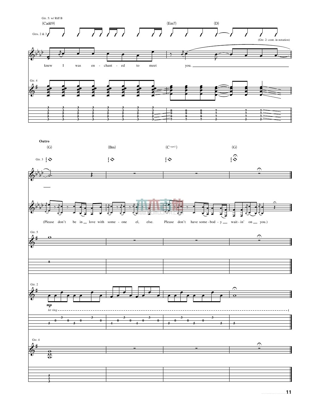 enchanted指弹谱 原调六线谱_木木吉他编配_Taylor Swift