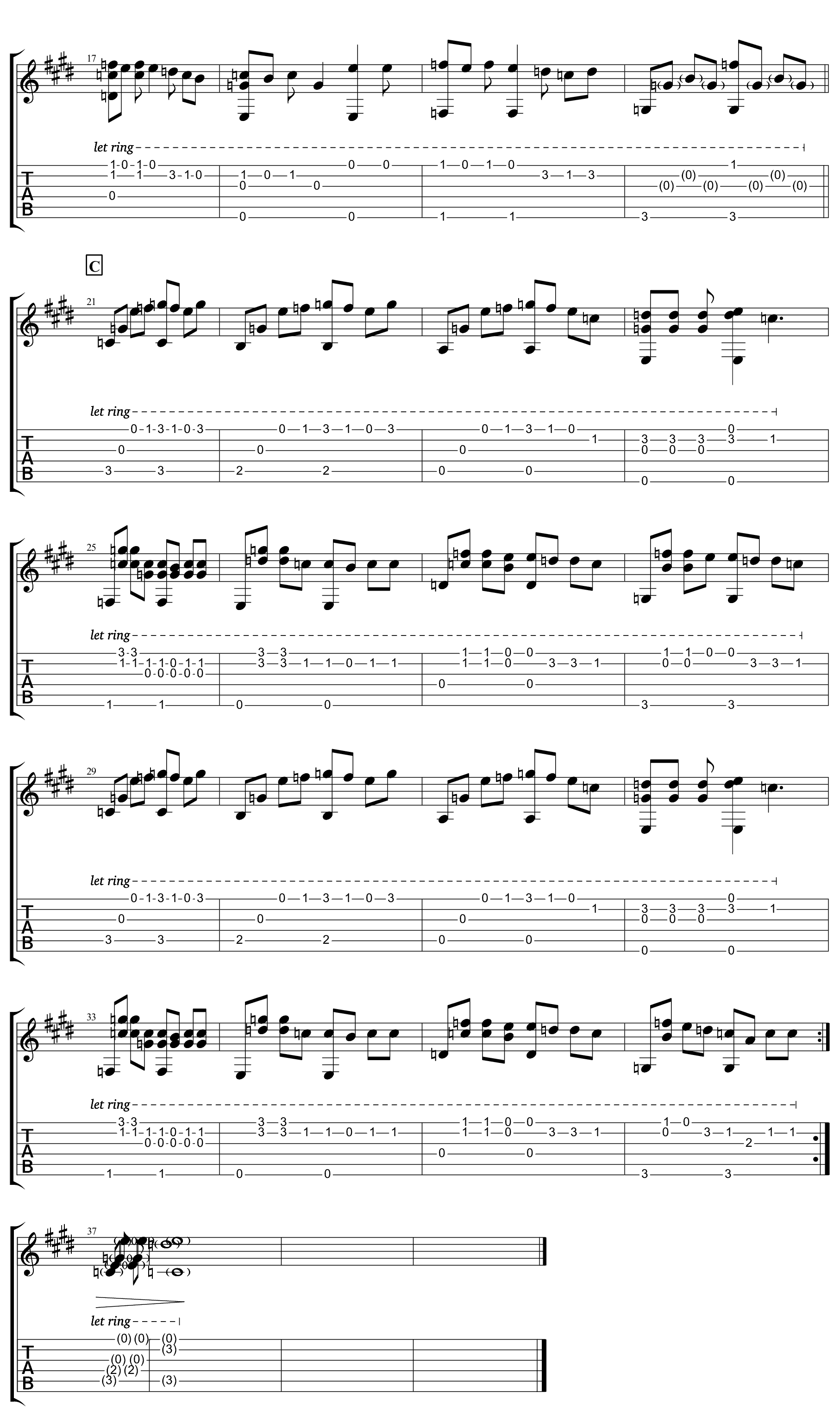 安静指弹谱 原调六线谱_高清版_周杰伦