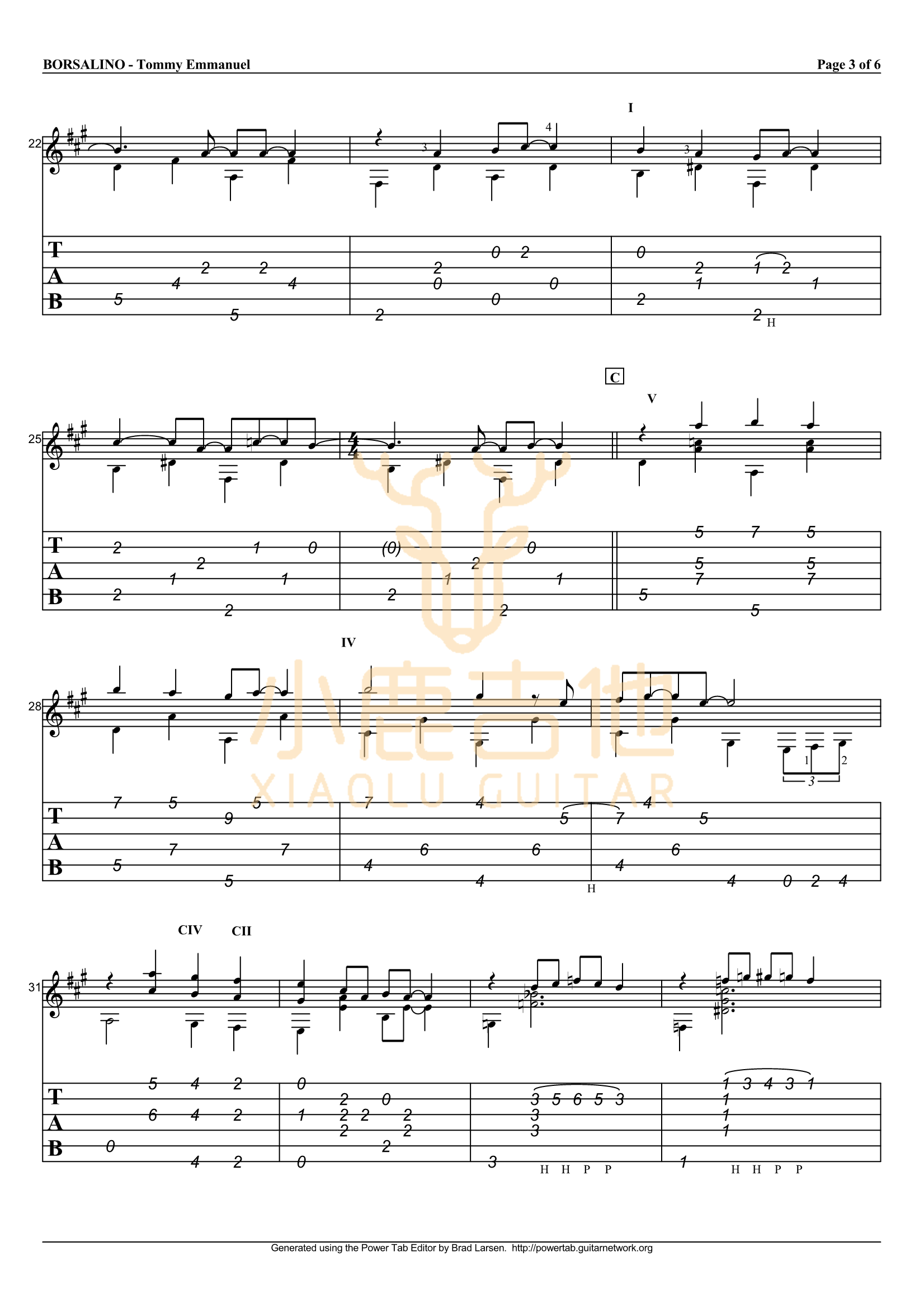 Borsalino-Tommy Emmanuel指弹吉他谱
