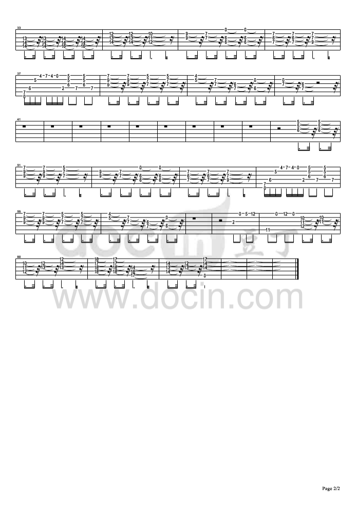 目黑指弹谱 A调六线谱_豆丁网编配_nickiss