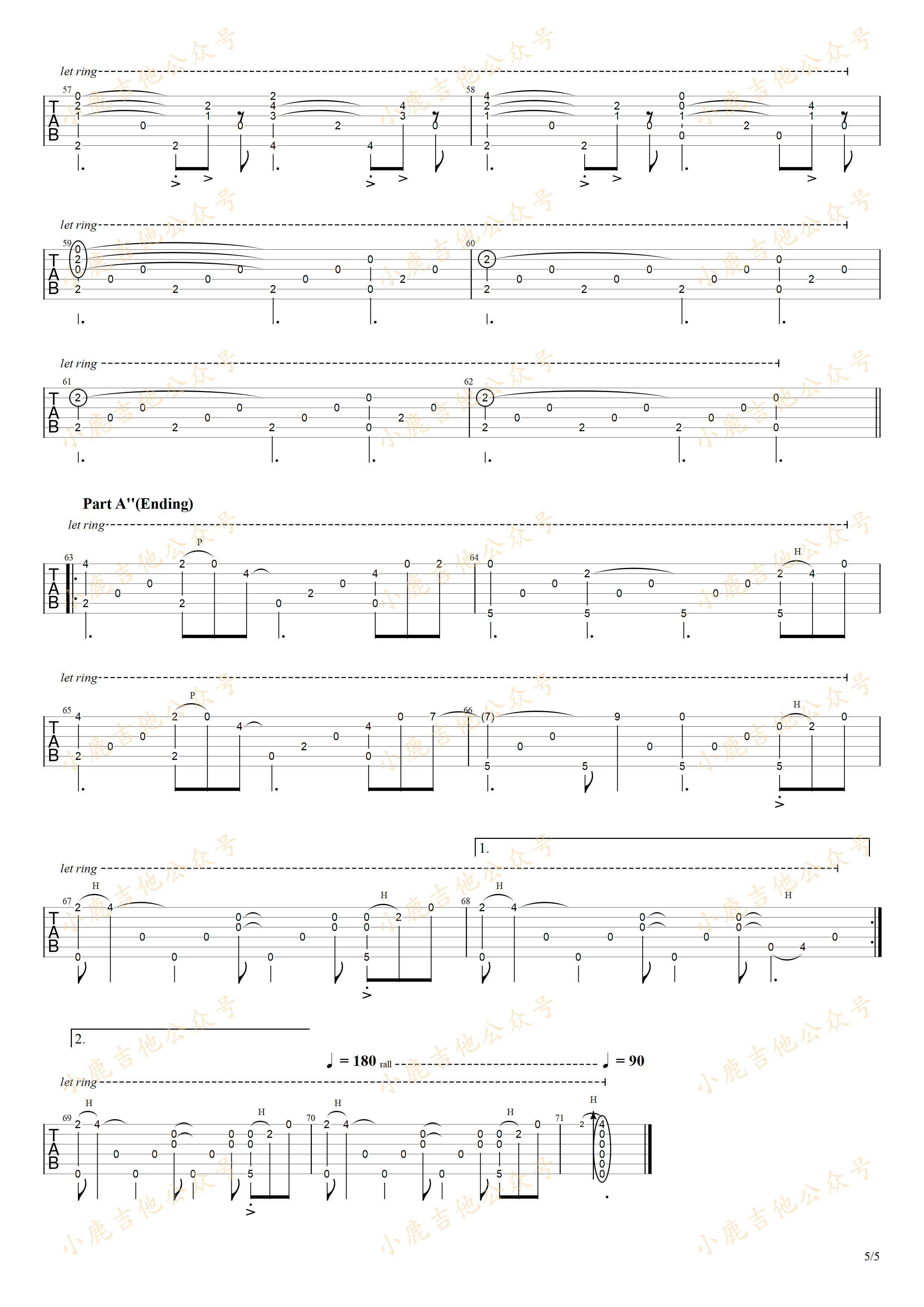 A Sea of The Clouds-岸部真明指弹吉他谱（小鹿吉他）