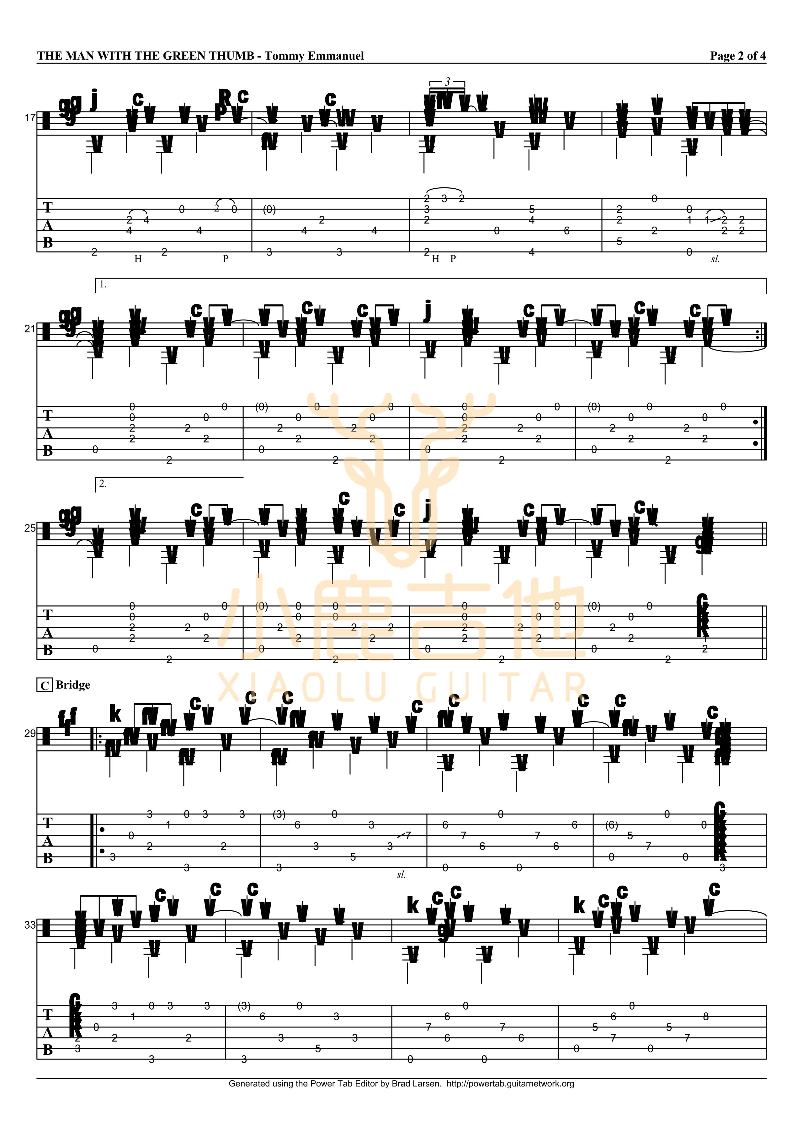 THE MAN WITH THE GREEN THUMB-Tommy Emmanuel指弹吉他谱（小鹿吉他）