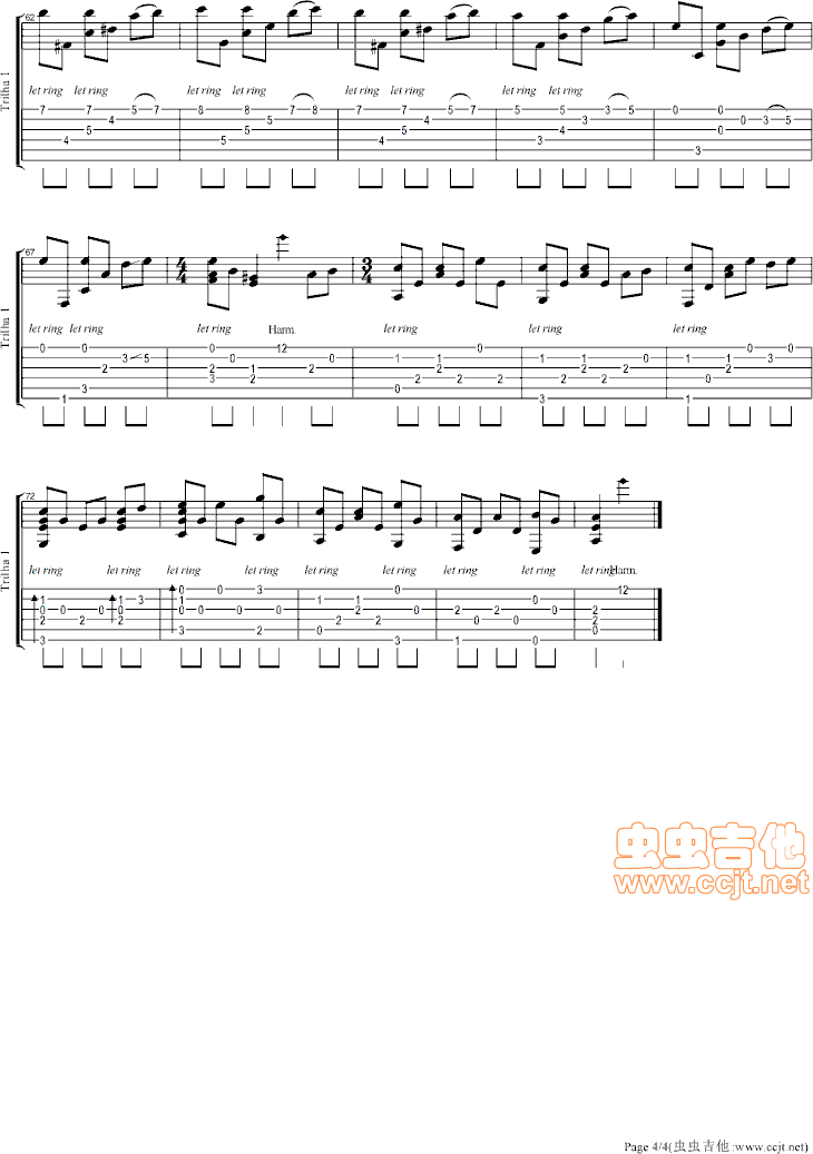 十一月的某一天指弹谱 原调六线谱_虫虫吉他编配_Leo Brower