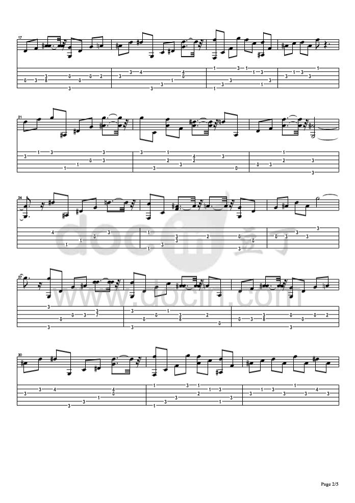 雏菊吉他指弹谱 六线谱简单版_豆丁网编配_Daisy