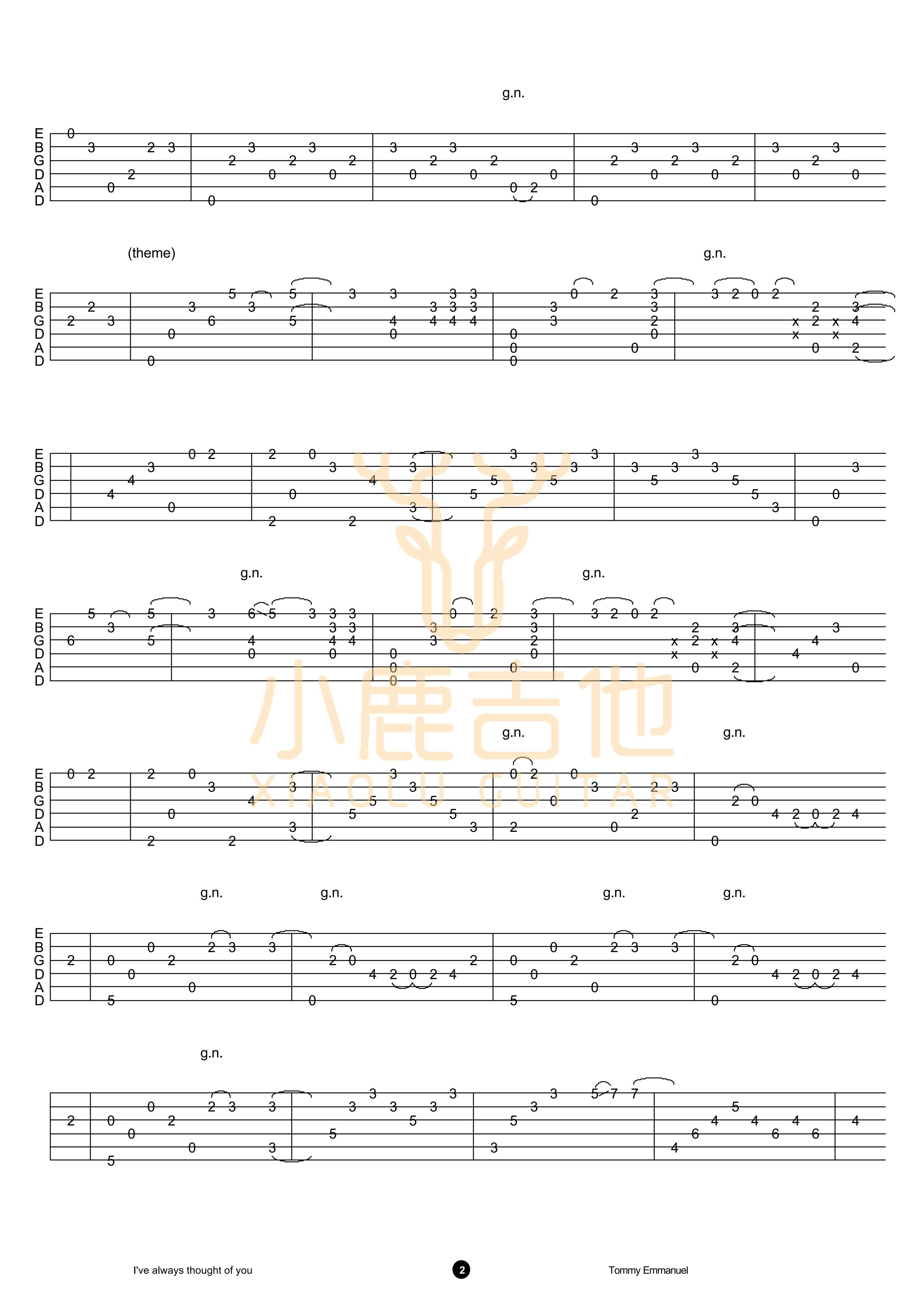 I Have Always Thought Of You-Tommy Emmanuel指弹吉他谱(小鹿吉他)