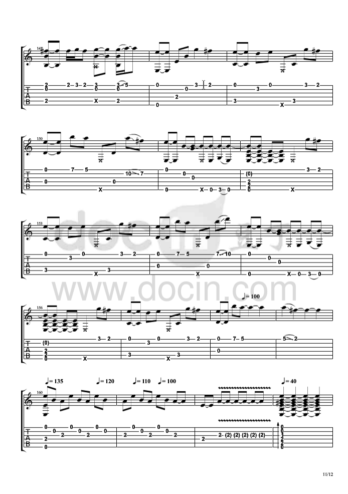 相忘于江湖指弹谱 原调六线谱_豆丁网编配_杨昊昆