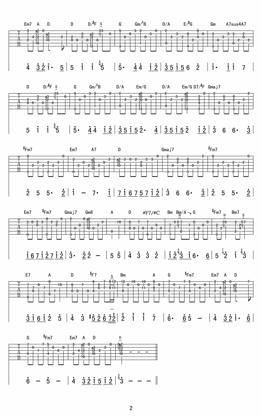 风之诗指弹谱 D调六线谱_甲壳虫琴行编配_押尾桑