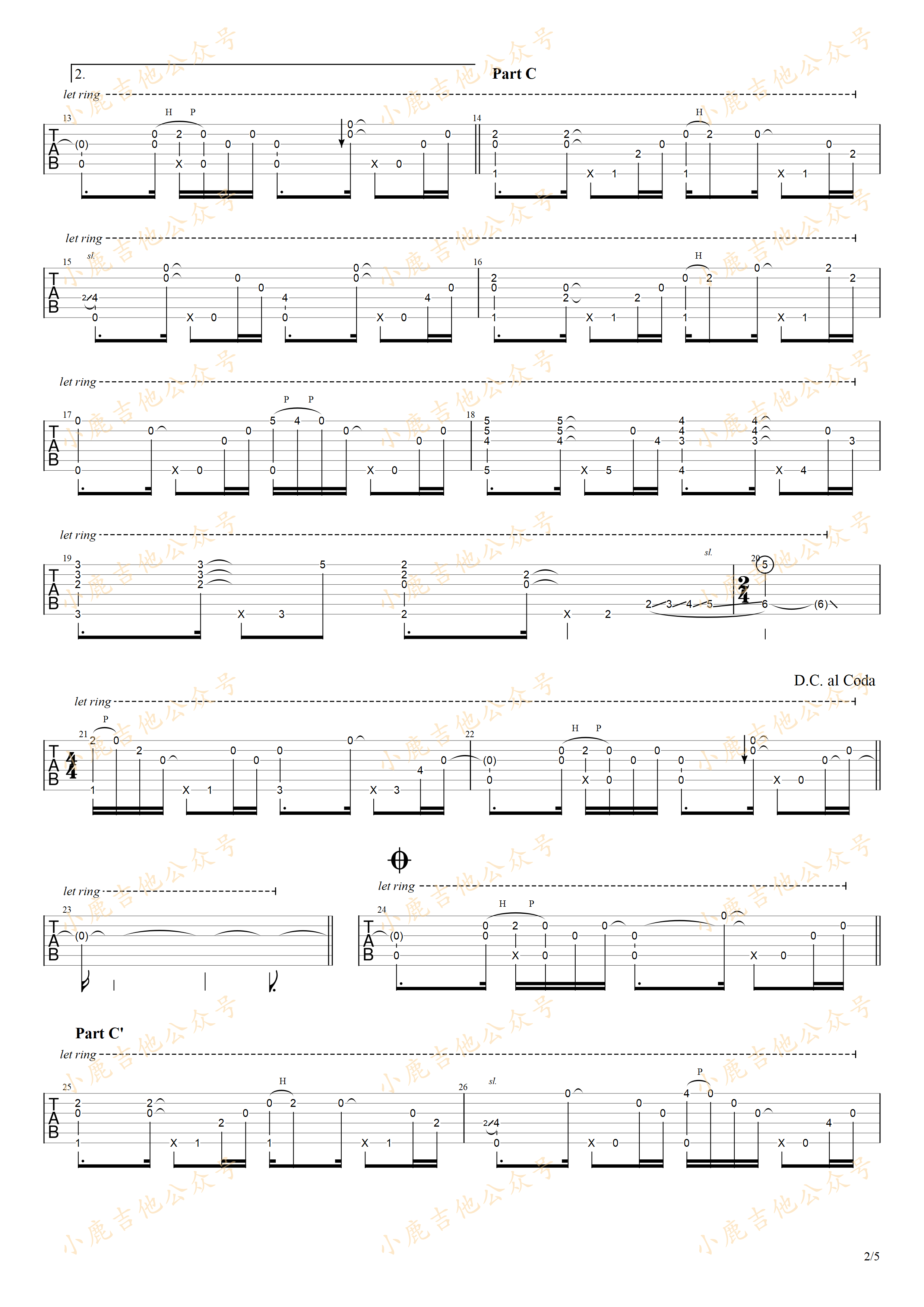 Sleepless Night-岸部真明 指弹吉他谱（小鹿吉他）