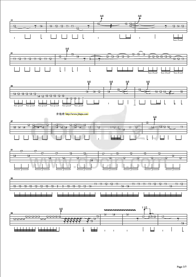 川吉他谱吉他指弹谱 原调六线谱_豆丁网编配_空中狂欢节