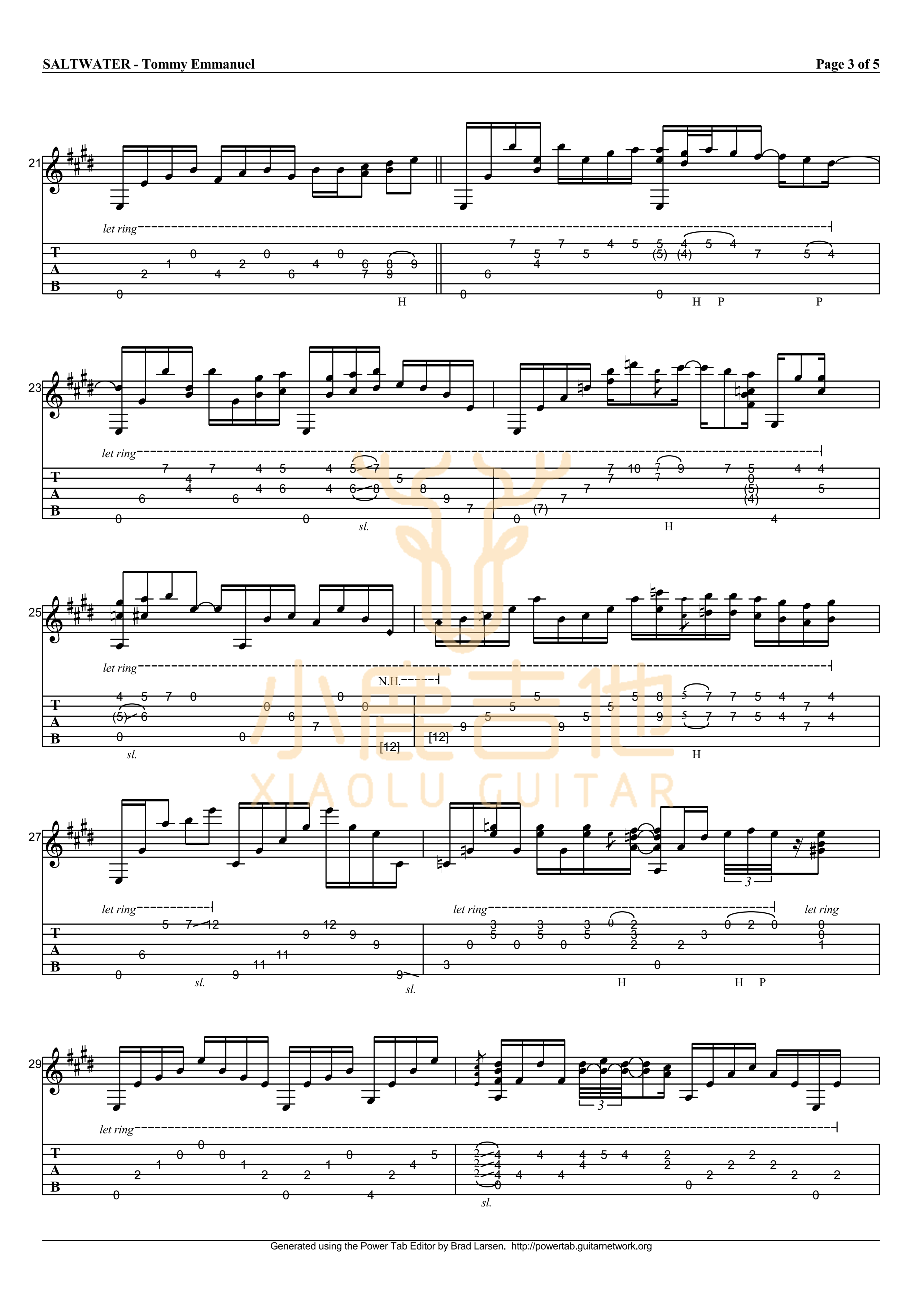 SALTWATER-Tommy Emmanuel指弹吉他谱（小鹿吉他）