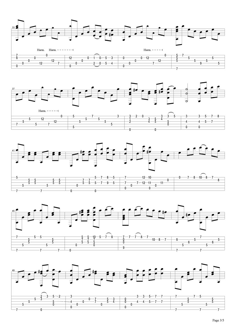 vincent指弹谱 原调六线谱_搜谱网编配_Chet Atkins