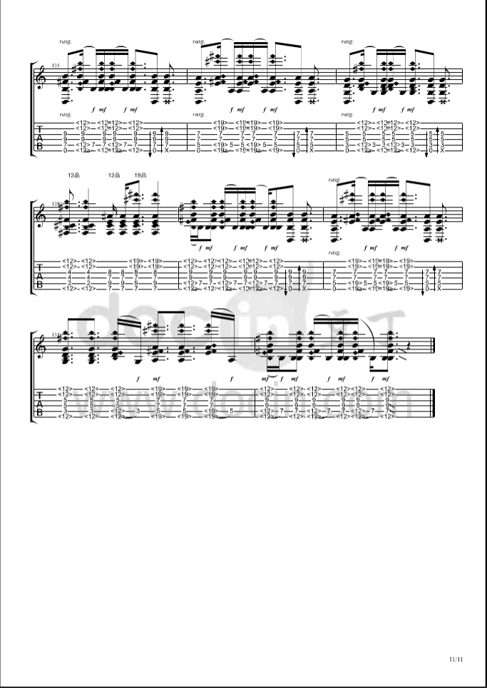 flaming吉他指弹谱 B调_豆丁网编配_郑成河