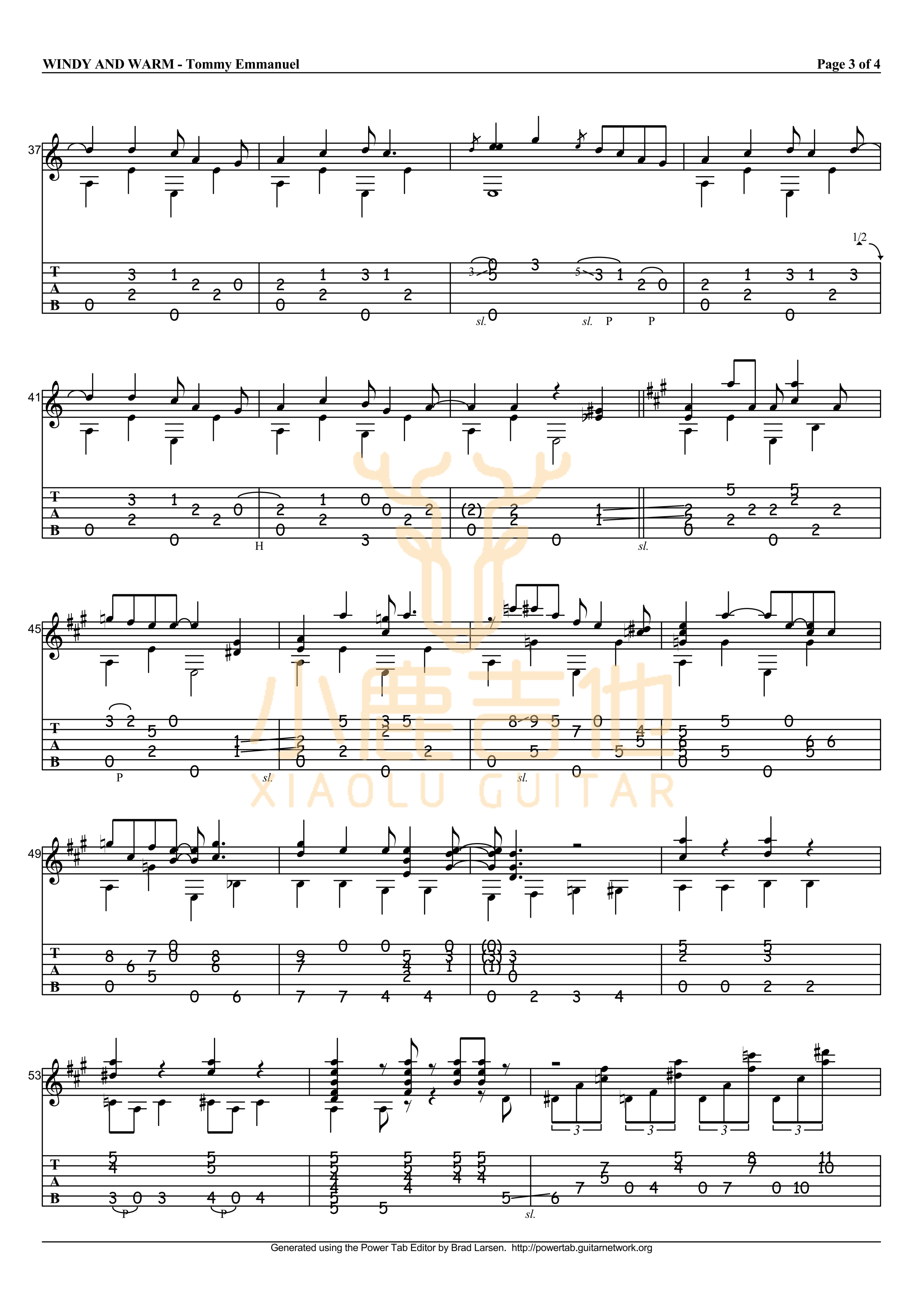 Windy and warm-Tommy Emmanuel指弹吉他谱（小鹿吉他）